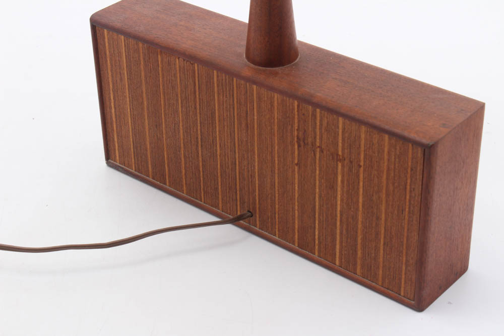 Elongated Teak Table Lamp, Mid-Century