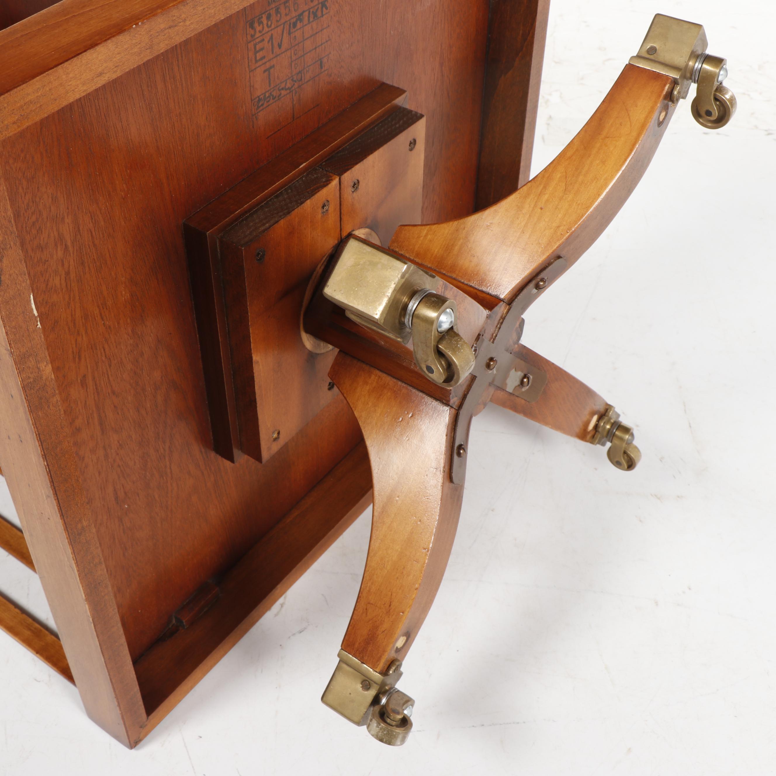 Oak Revolving Bookcase with Leather Top on Casters, 20th Century