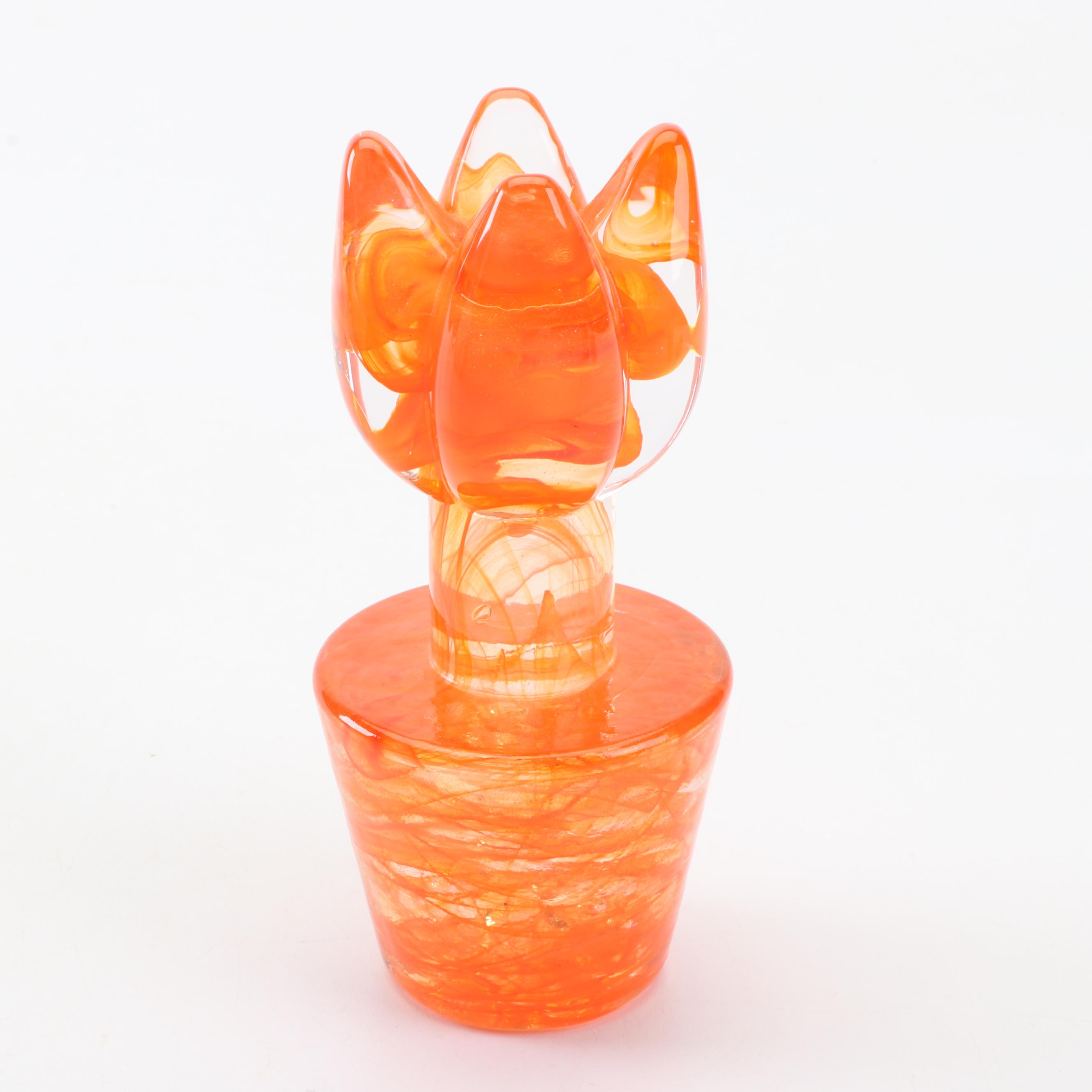 Kosta Boda "Flower Power" Orange Tulip Glass Sculpture
