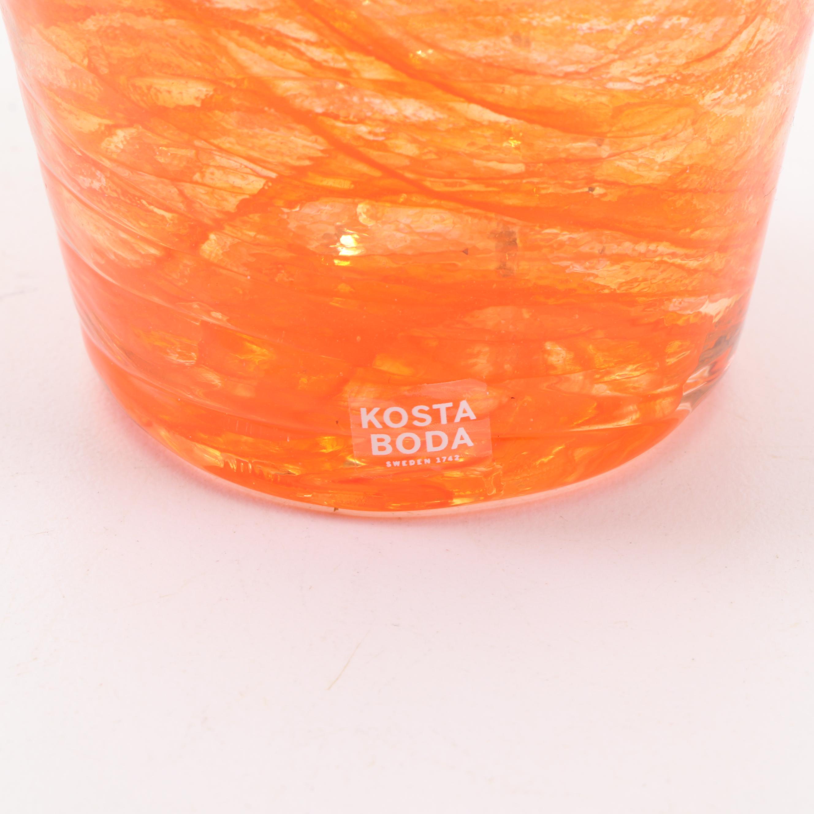 Kosta Boda "Flower Power" Orange Tulip Glass Sculpture