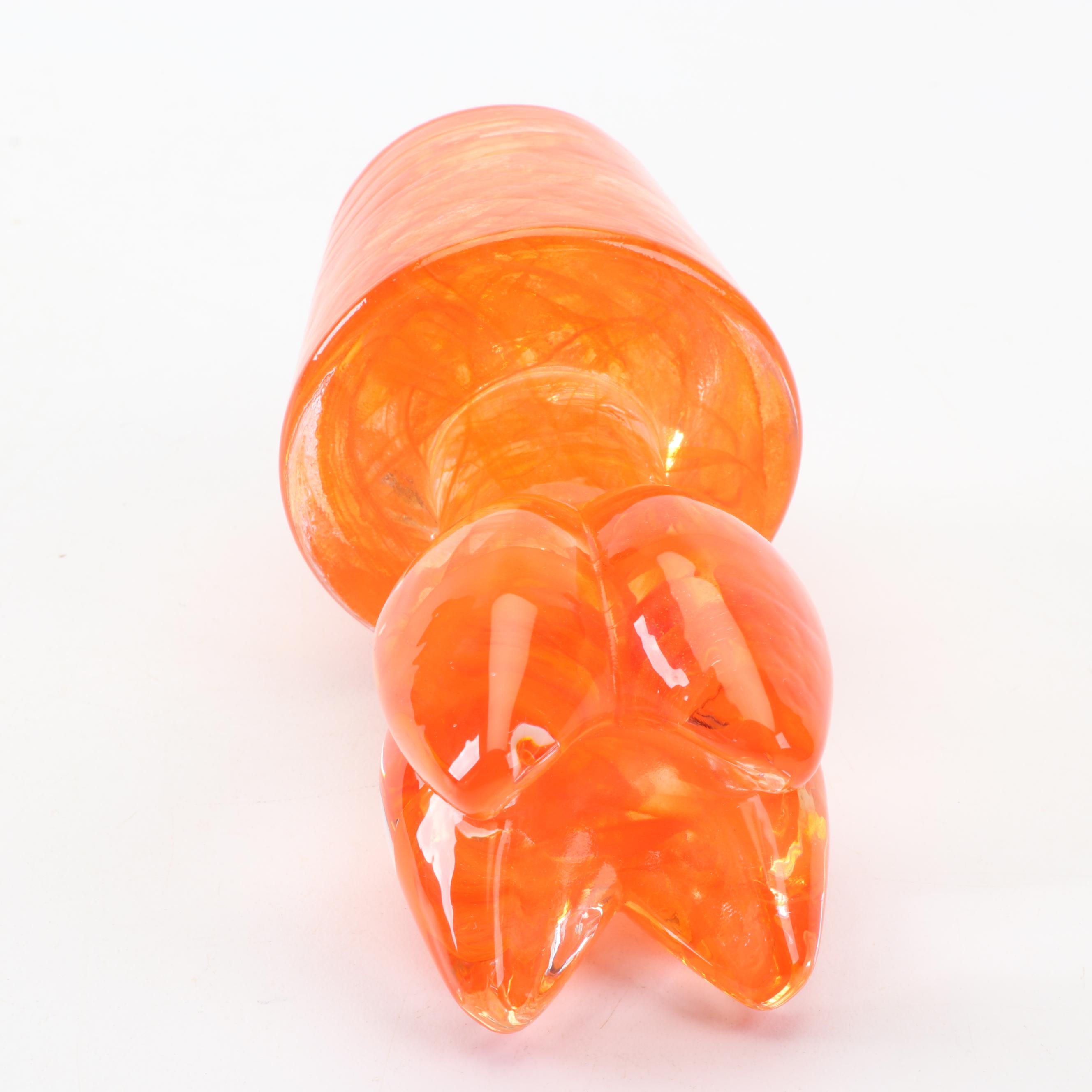 Kosta Boda "Flower Power" Orange Tulip Glass Sculpture