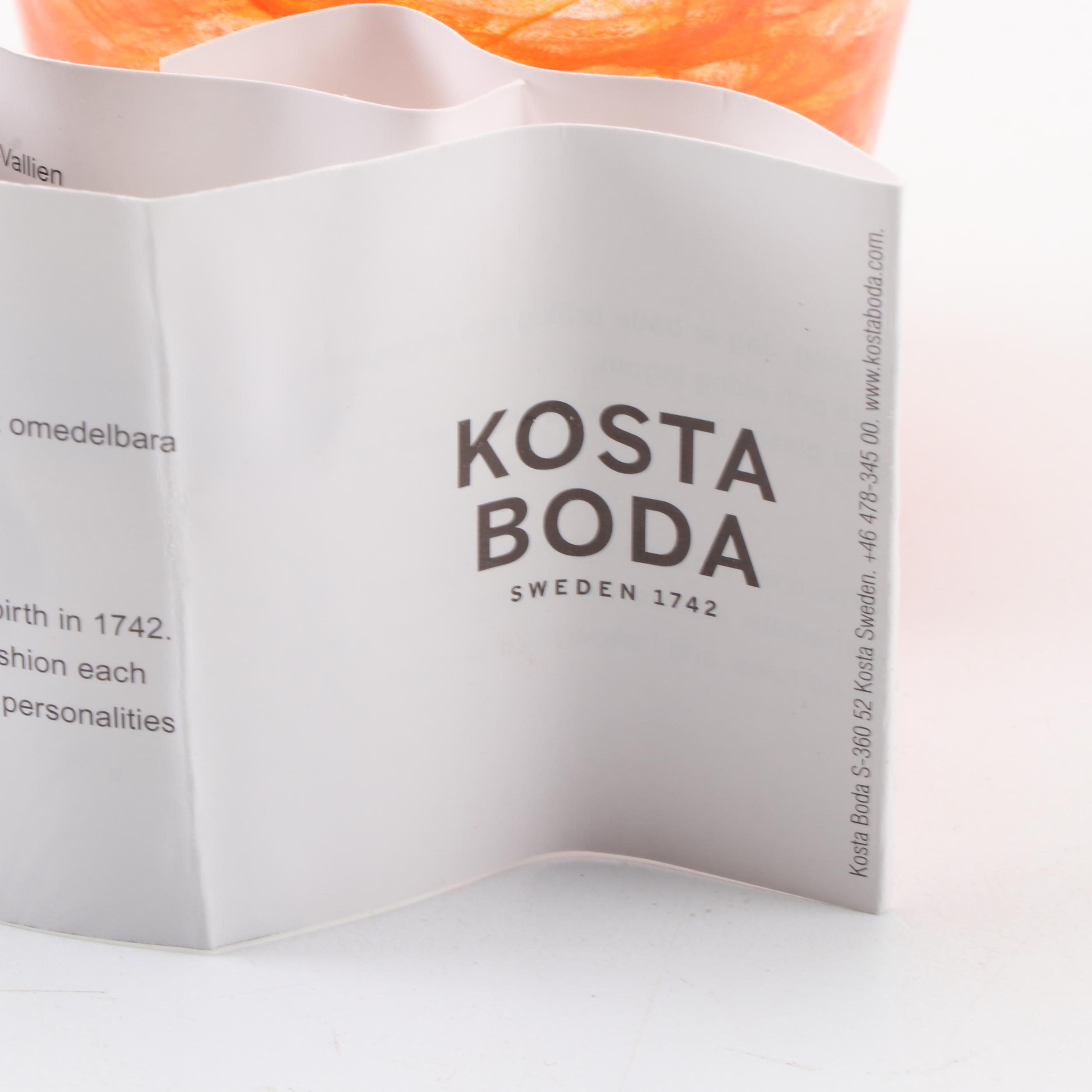 Kosta Boda "Flower Power" Orange Tulip Glass Sculpture