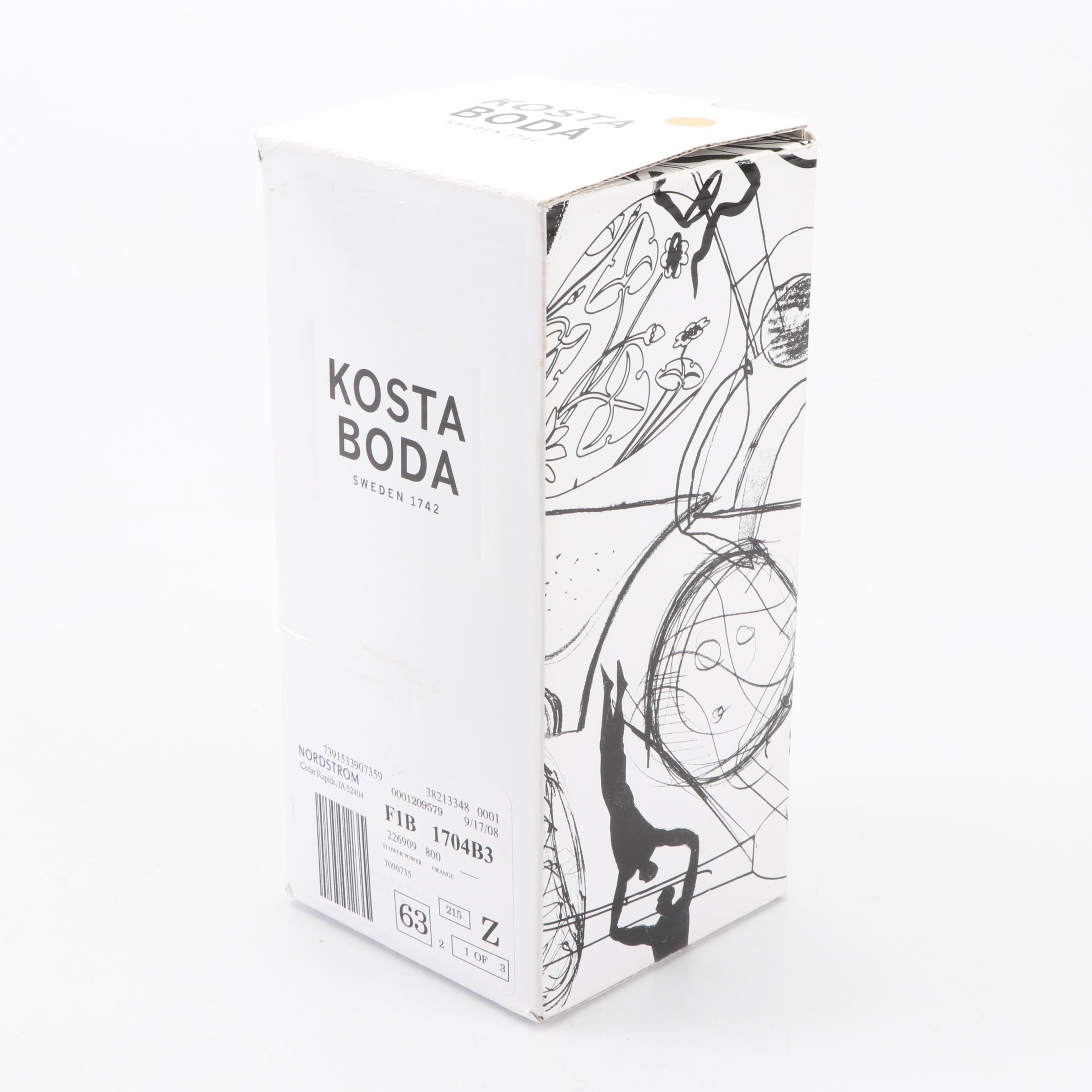 Kosta Boda "Flower Power" Orange Tulip Glass Sculpture