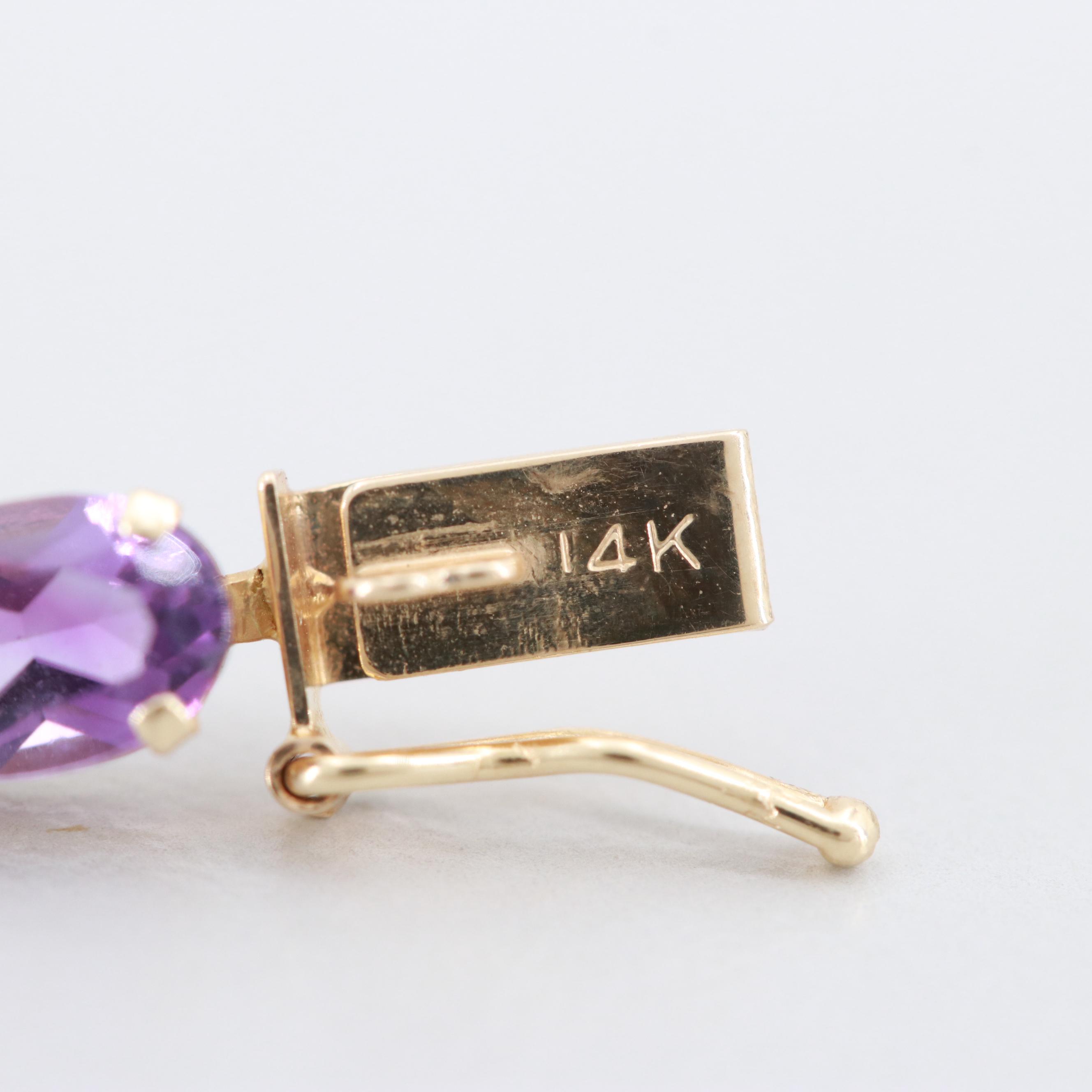 14K Yellow Gold Amethyst, Garnet, Peridot, Citrine, and Blue Topaz Bracelet