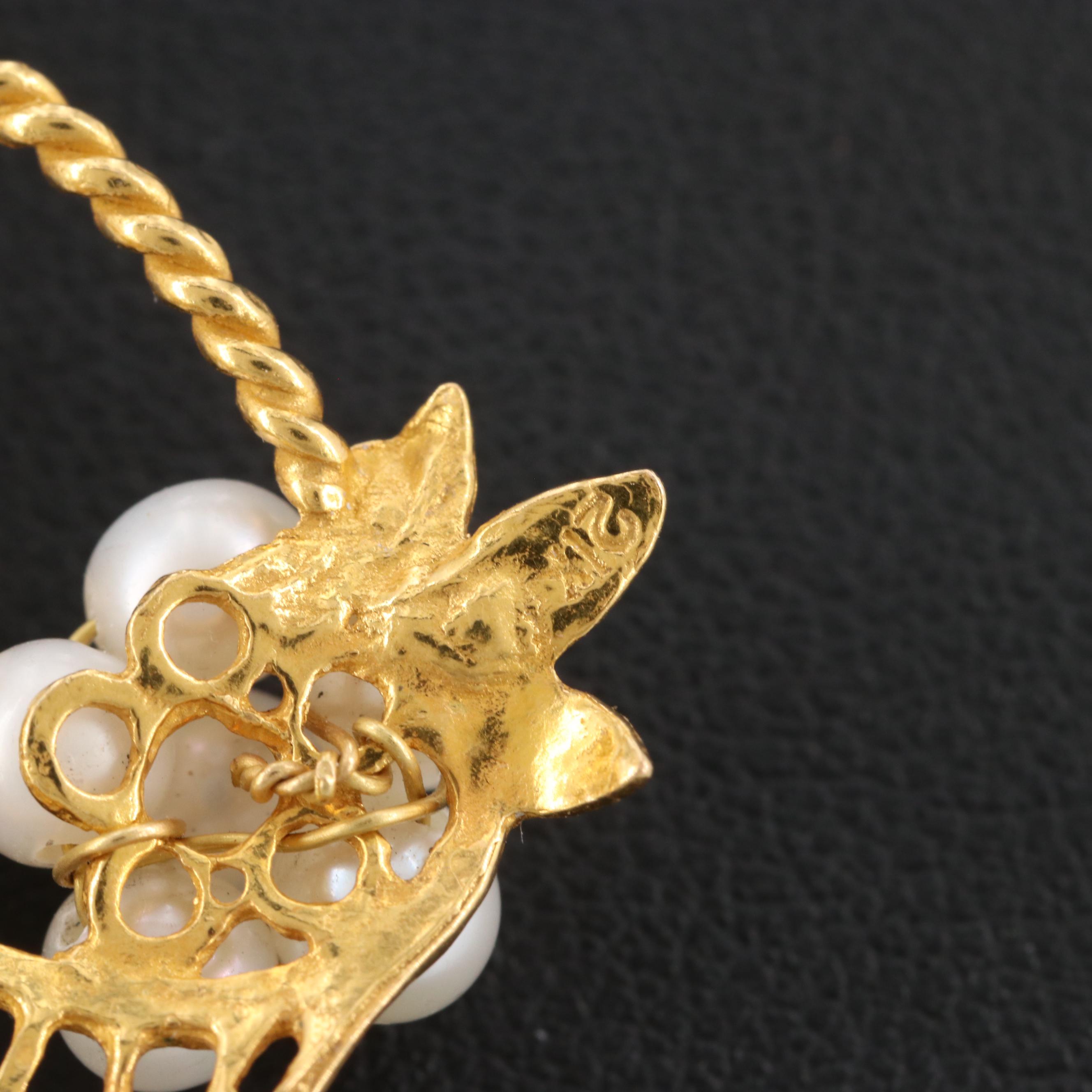 18K Yellow Gold Cultured Pearl and Sapphire Giardinetto Pendant