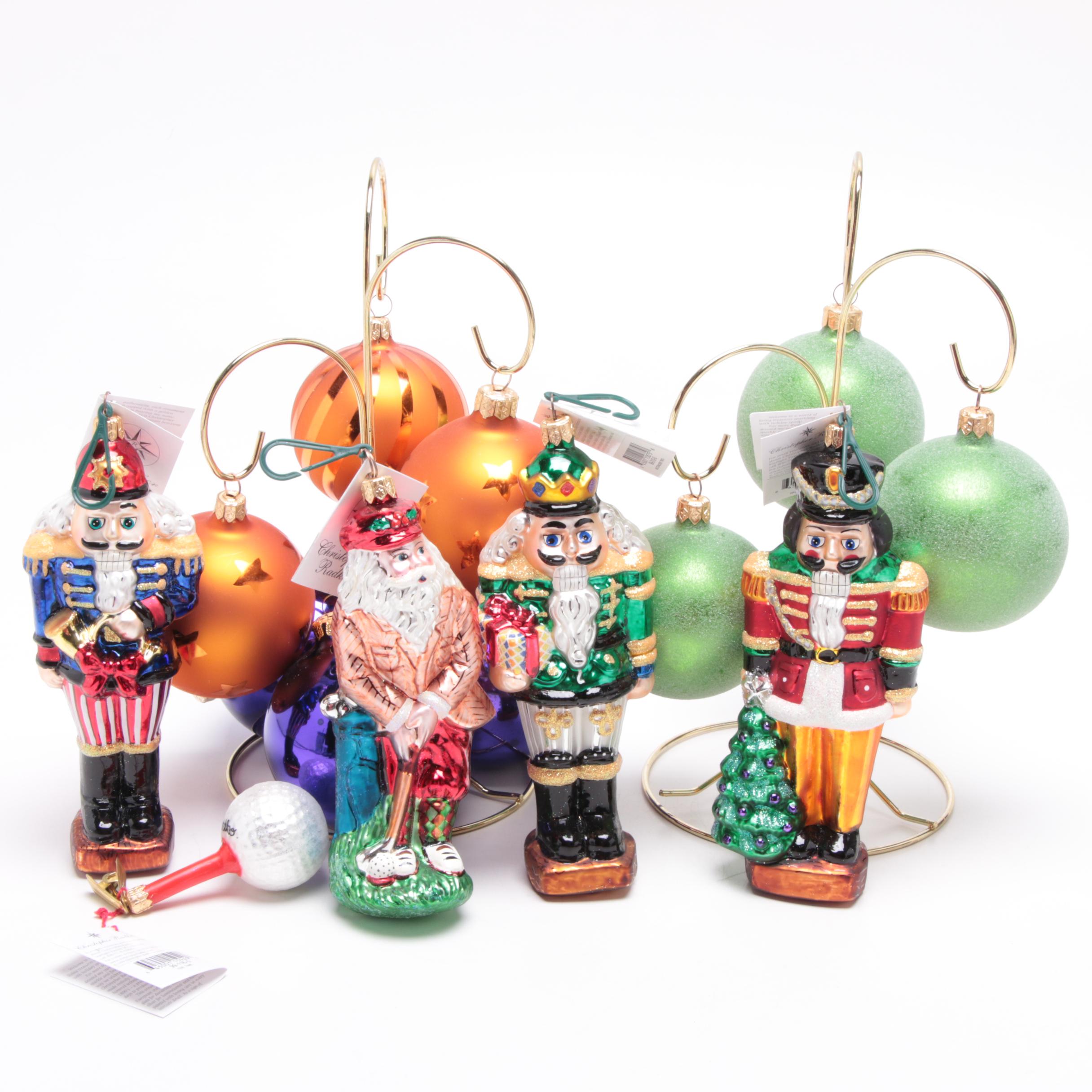 Christopher Radko "Accents Collection" Glass Ornaments with Tree Stand Displays