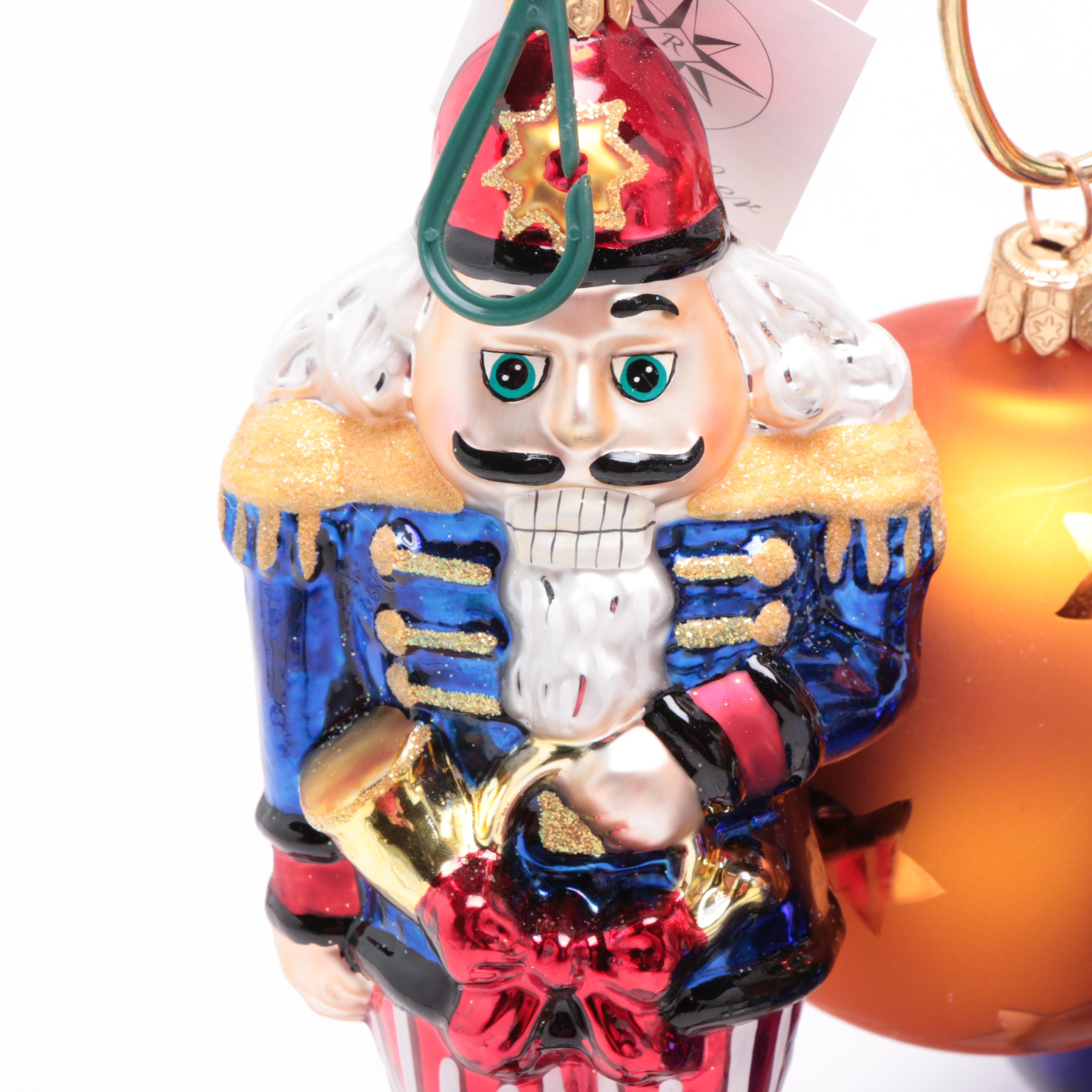 Christopher Radko "Accents Collection" Glass Ornaments with Tree Stand Displays