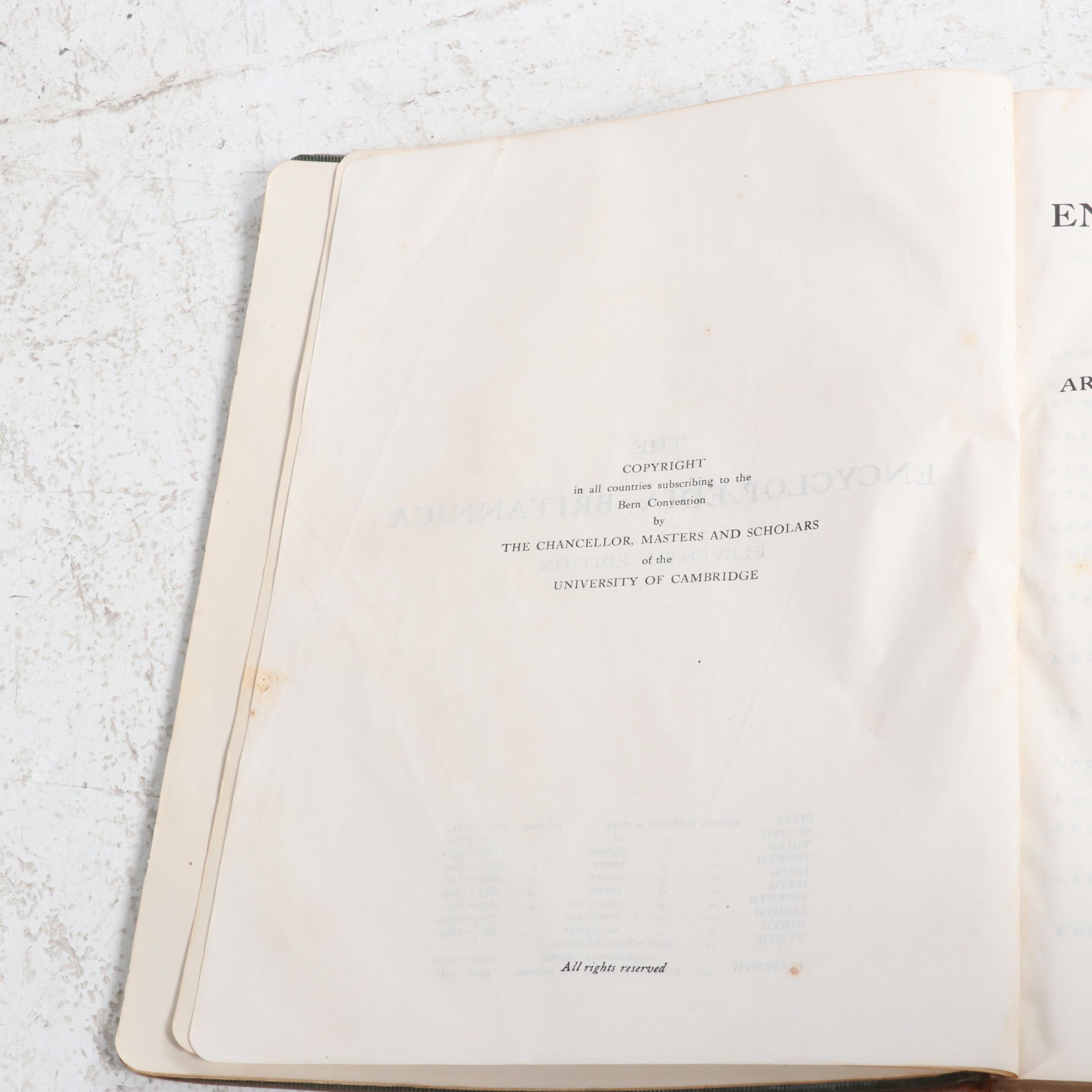 Eleventh Edition "Encyclopaedia Britannica" with Original Bookcase, 1910-1911