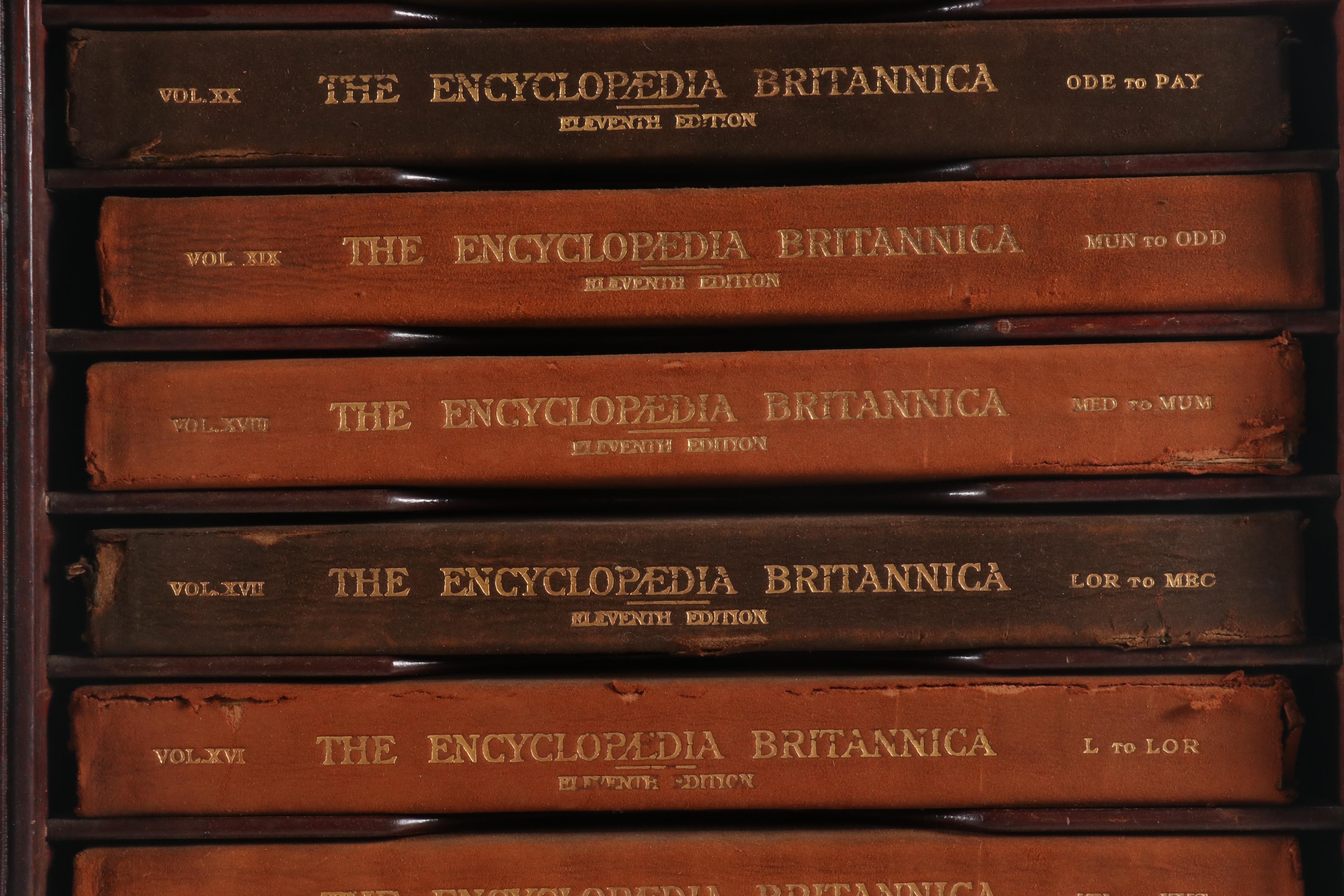 Eleventh Edition "Encyclopaedia Britannica" with Original Bookcase, 1910-1911