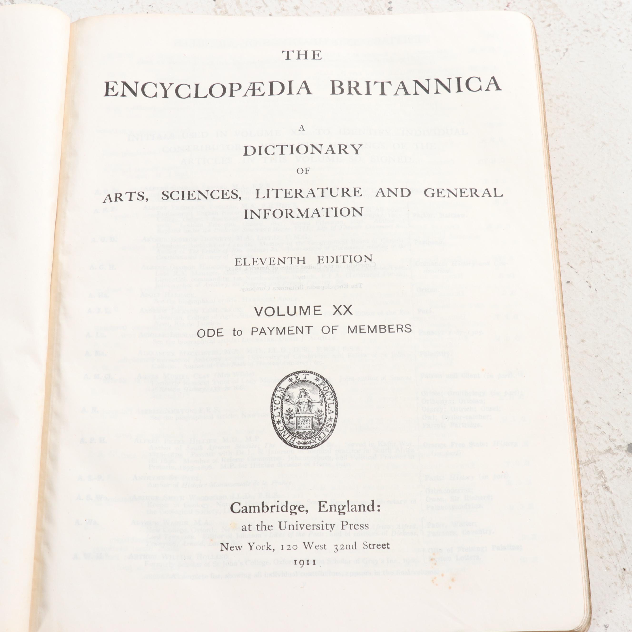 Eleventh Edition "Encyclopaedia Britannica" with Original Bookcase, 1910-1911