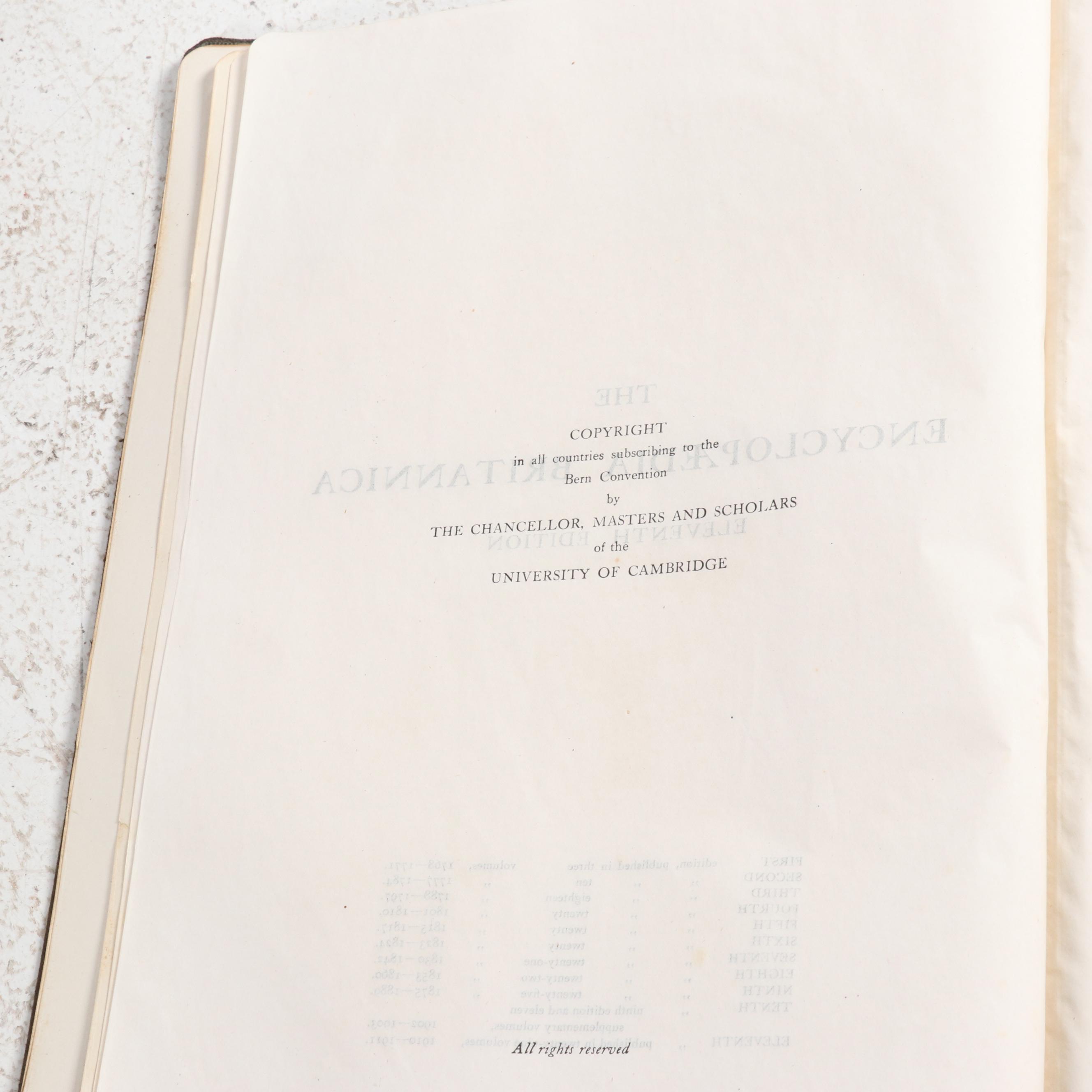 Eleventh Edition "Encyclopaedia Britannica" with Original Bookcase, 1910-1911