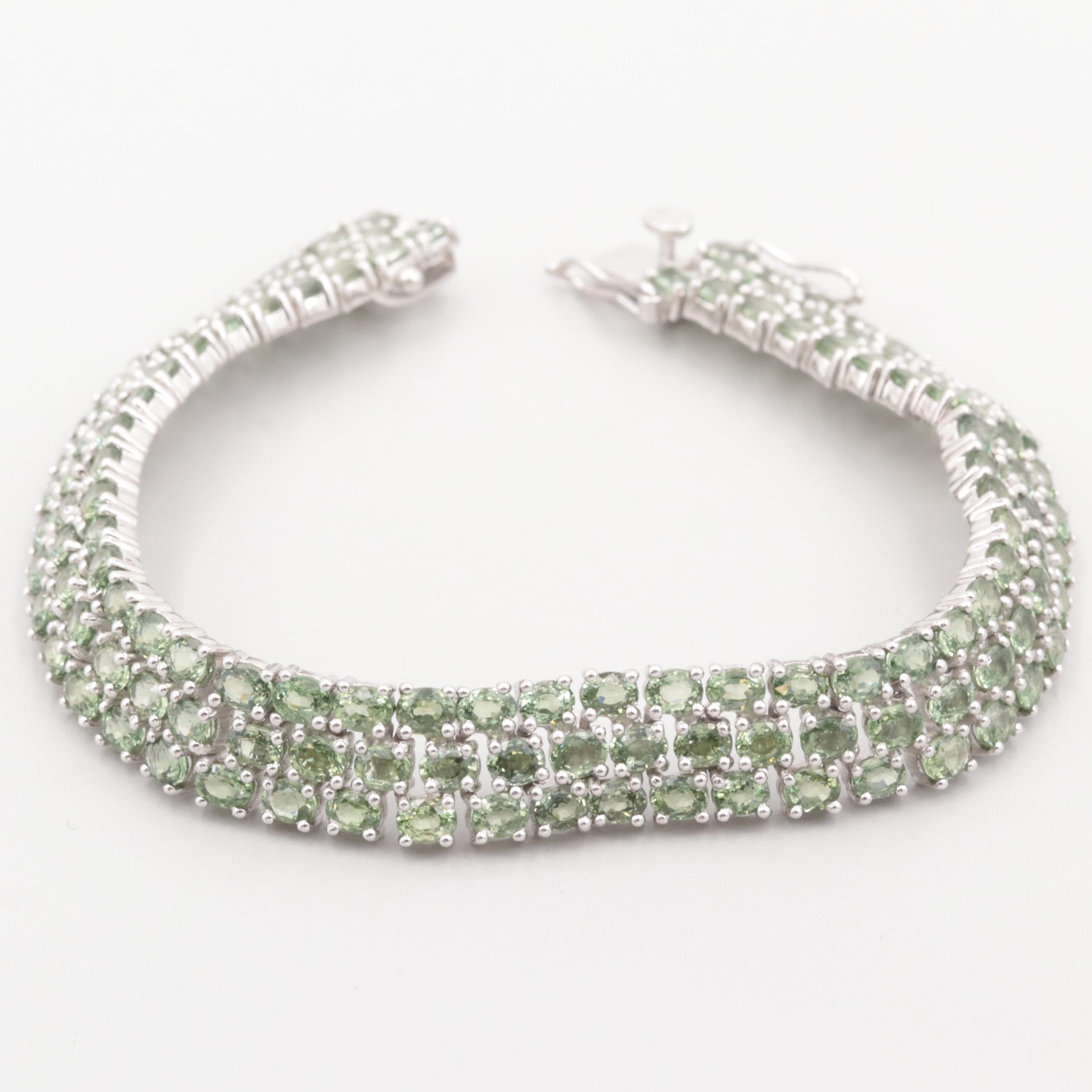 Sterling Silver Green Sapphire Bracelet