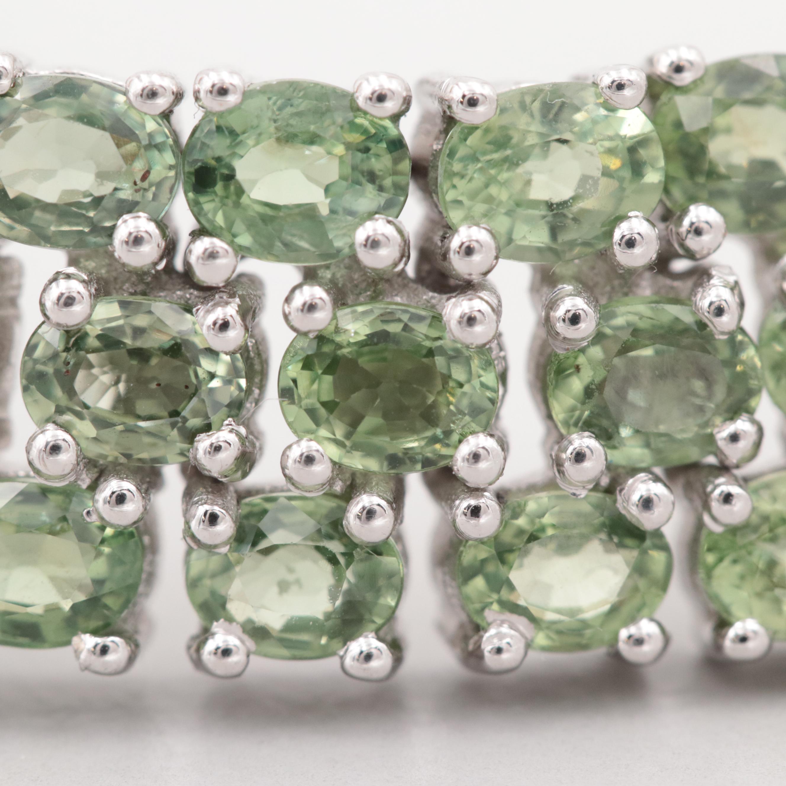 Sterling Silver Green Sapphire Bracelet