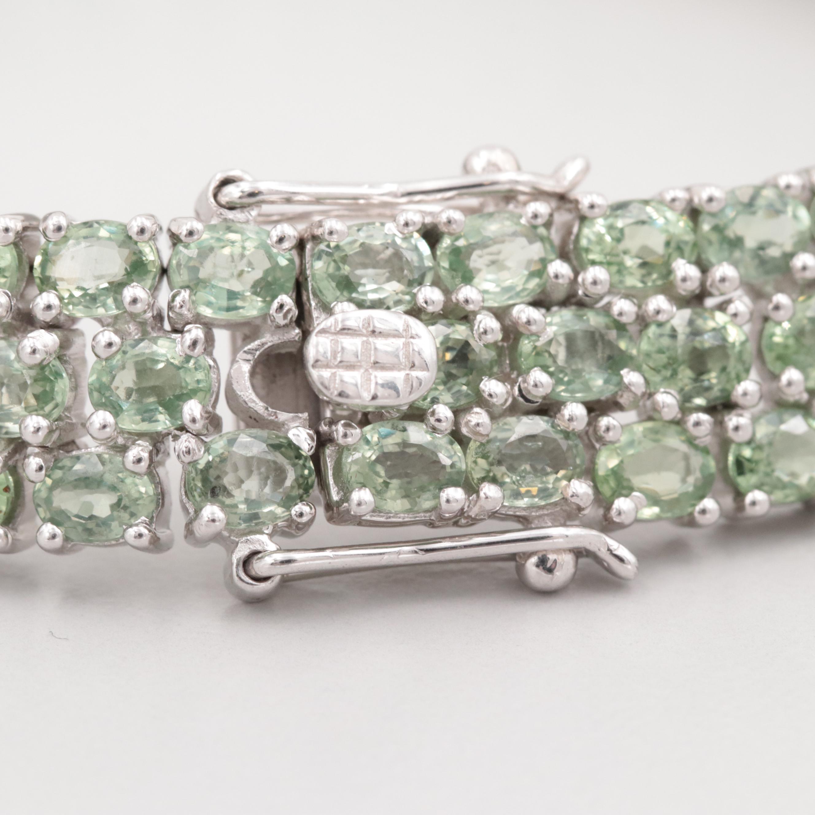 Sterling Silver Green Sapphire Bracelet