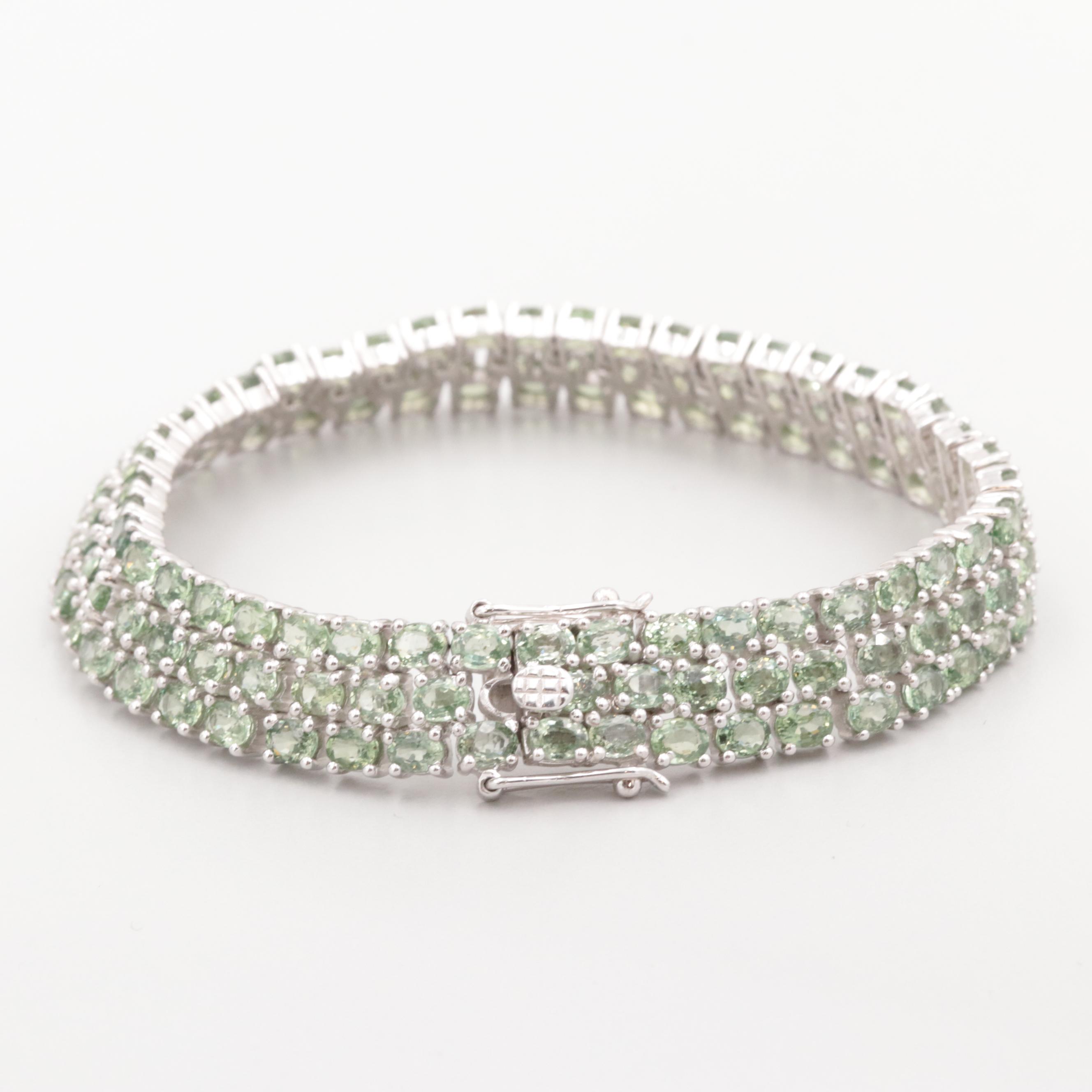 Sterling Silver Green Sapphire Bracelet