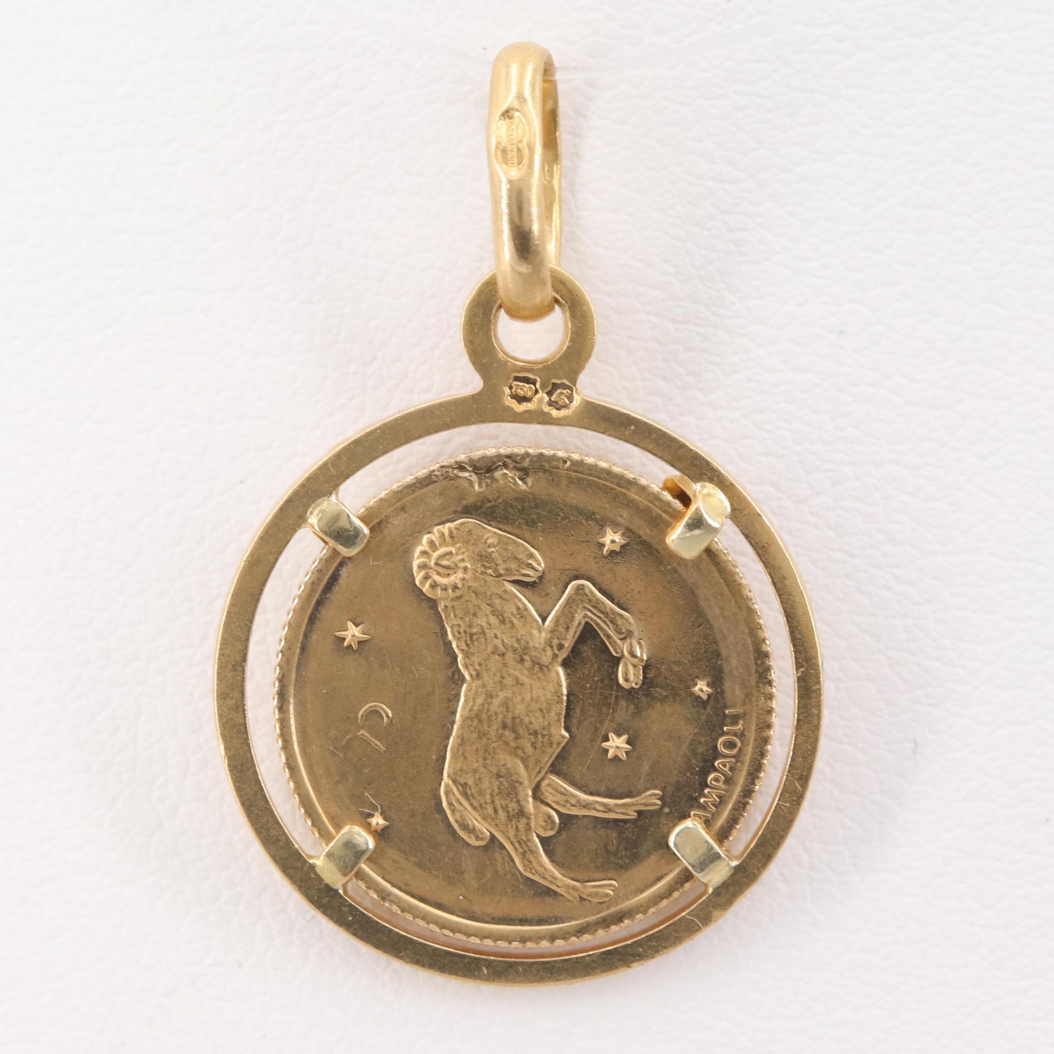 Giampaoli 18K Yellow Gold Aries-Themed Coin Charm