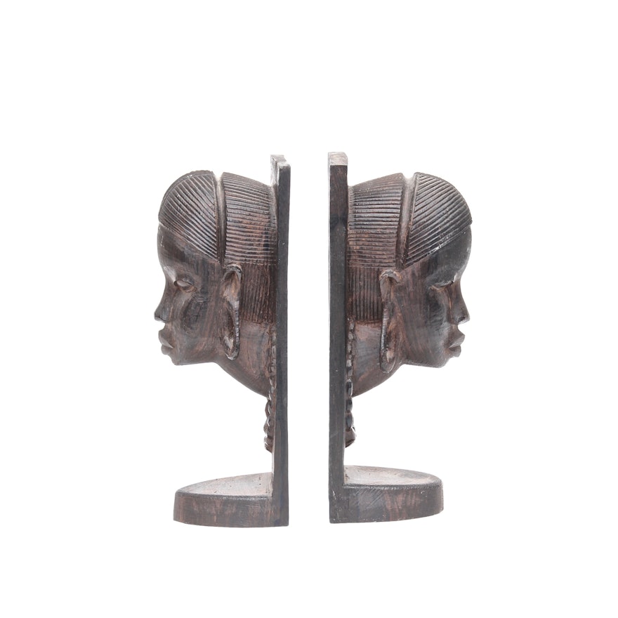 Ethiopian Style Figural Wood Bookends