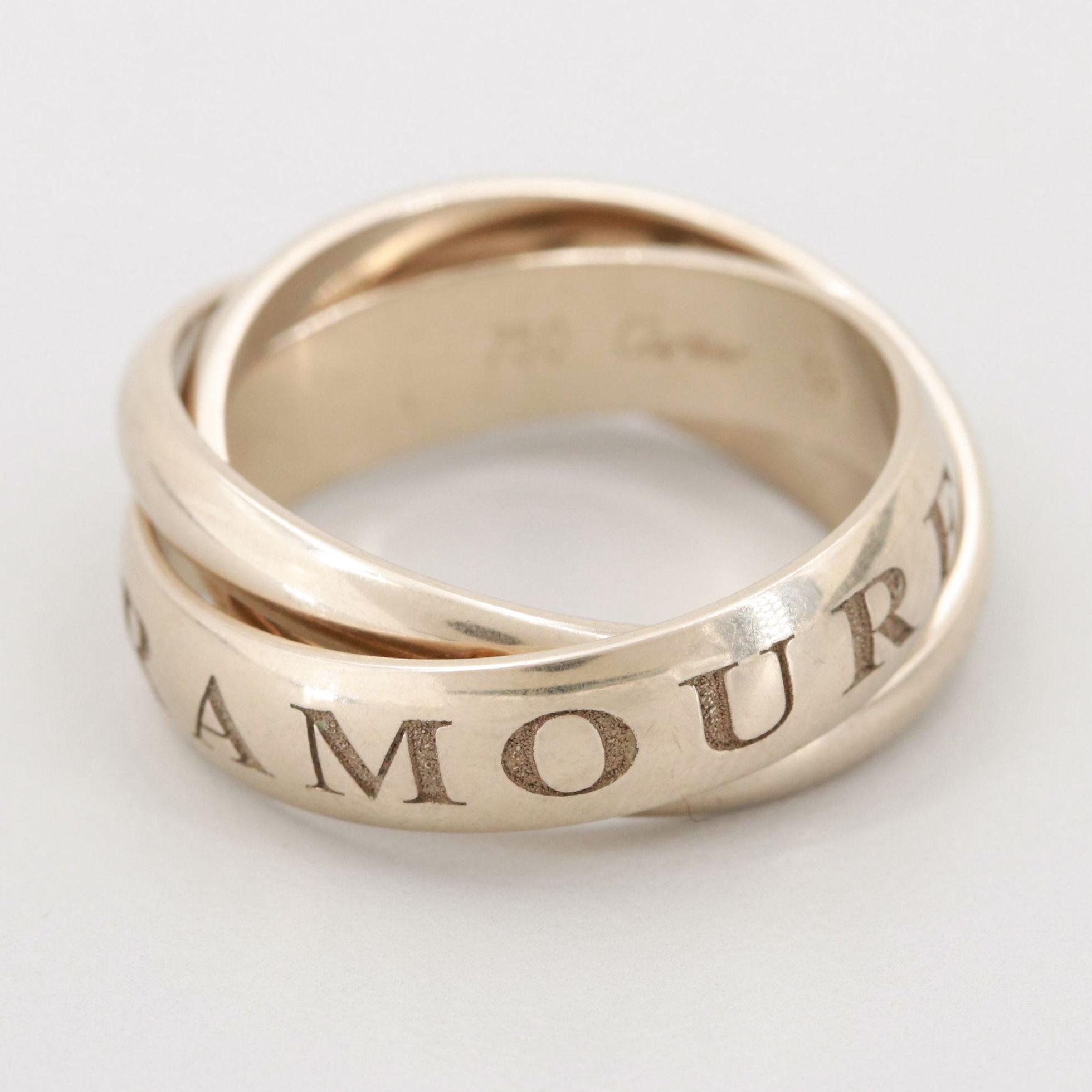 Cartier 18K White Gold "Amour et Trinity" Rolling Ring