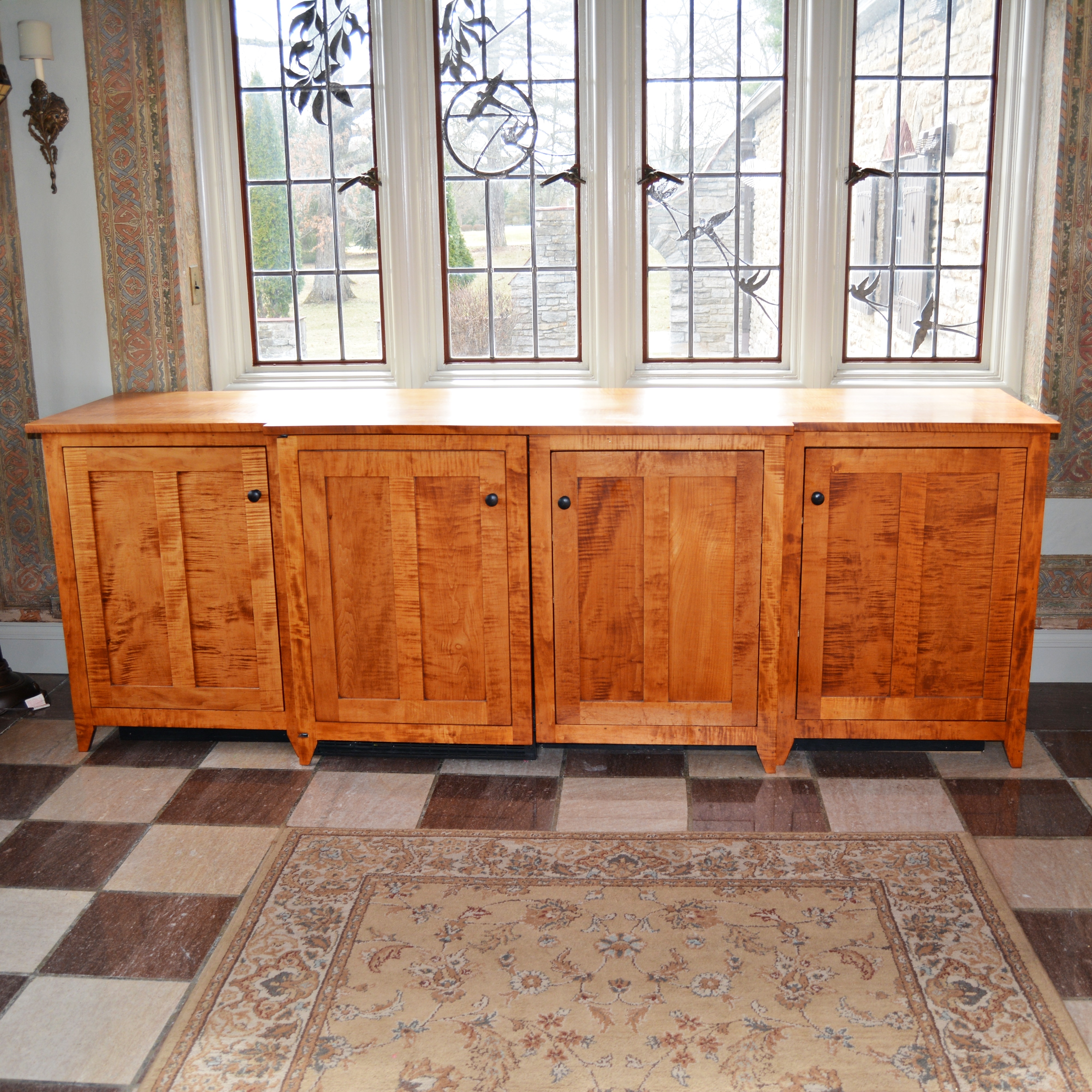 Miller & Slay Woodworking Maple Credenza with Built-In Mini Fridge, Contemporary