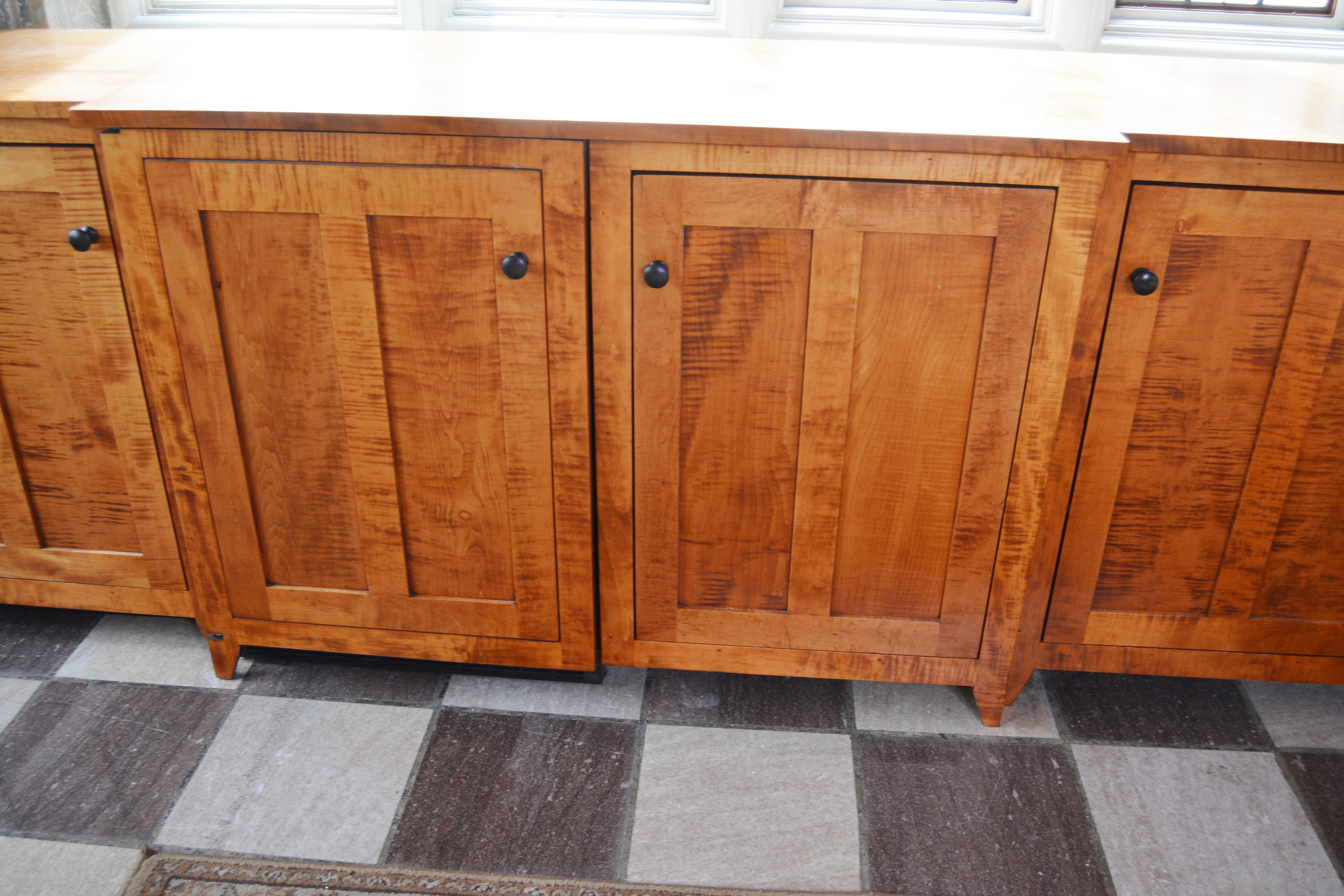 Miller & Slay Woodworking Maple Credenza with Built-In Mini Fridge, Contemporary