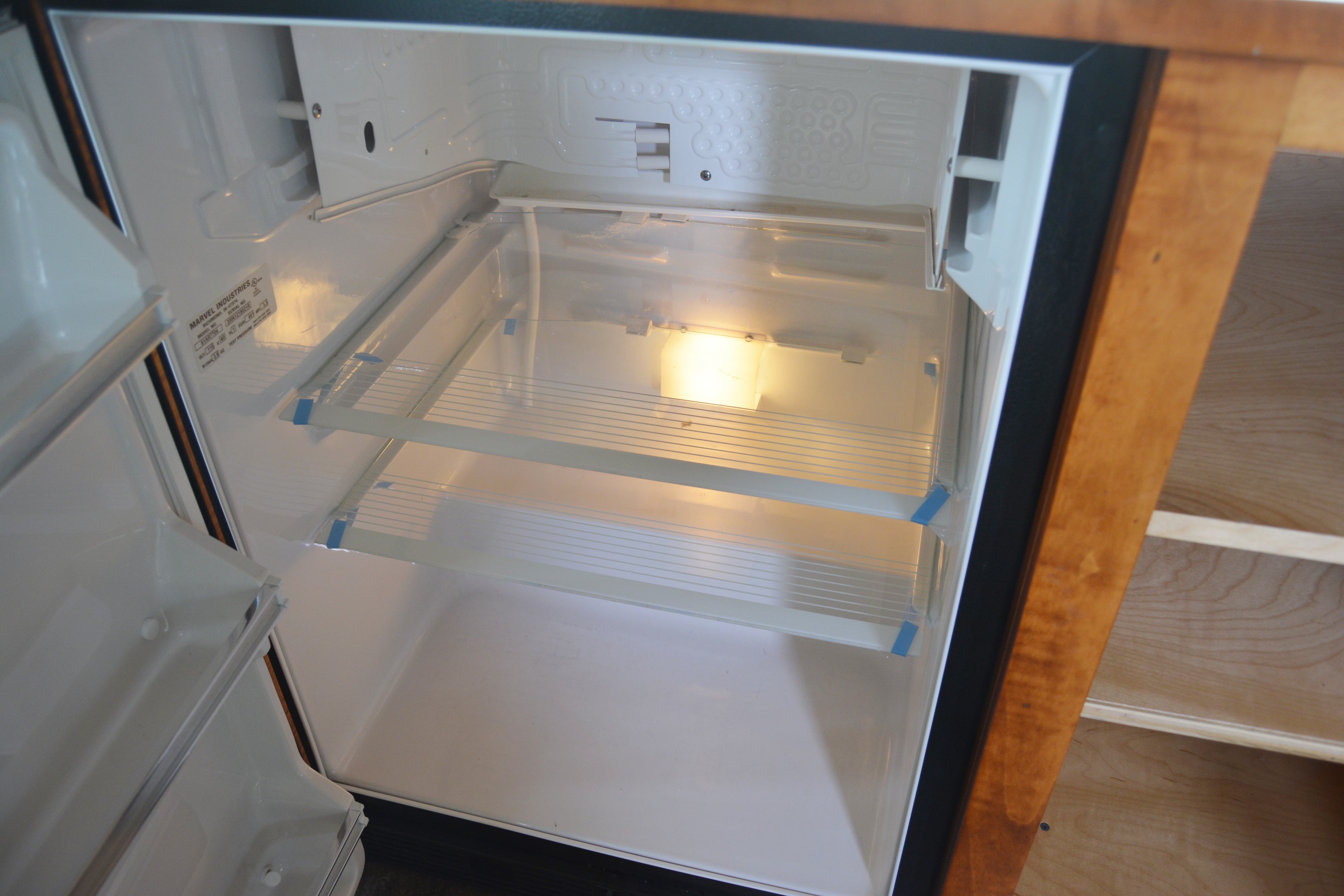 Miller & Slay Woodworking Maple Credenza with Built-In Mini Fridge, Contemporary