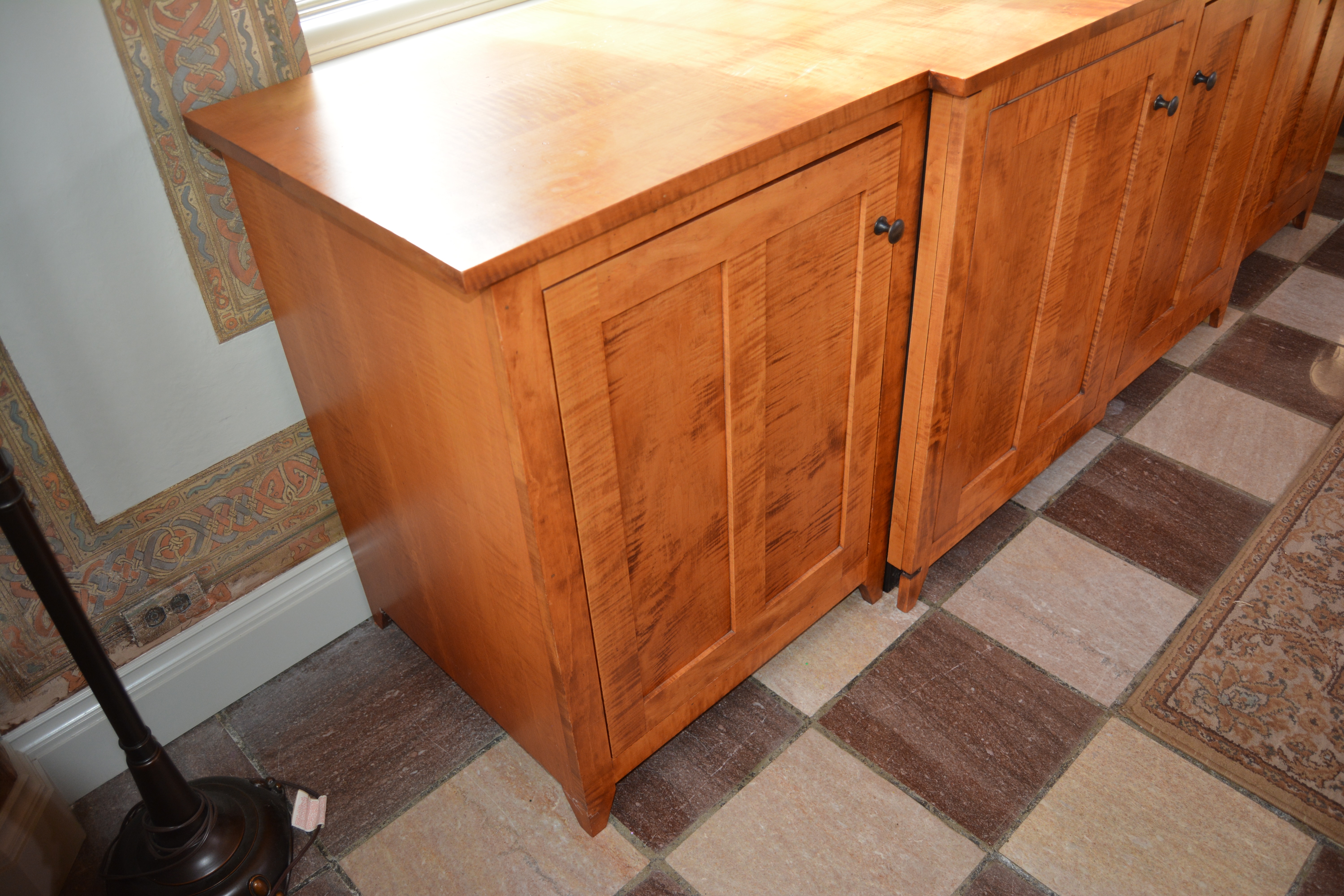 Miller & Slay Woodworking Maple Credenza with Built-In Mini Fridge, Contemporary