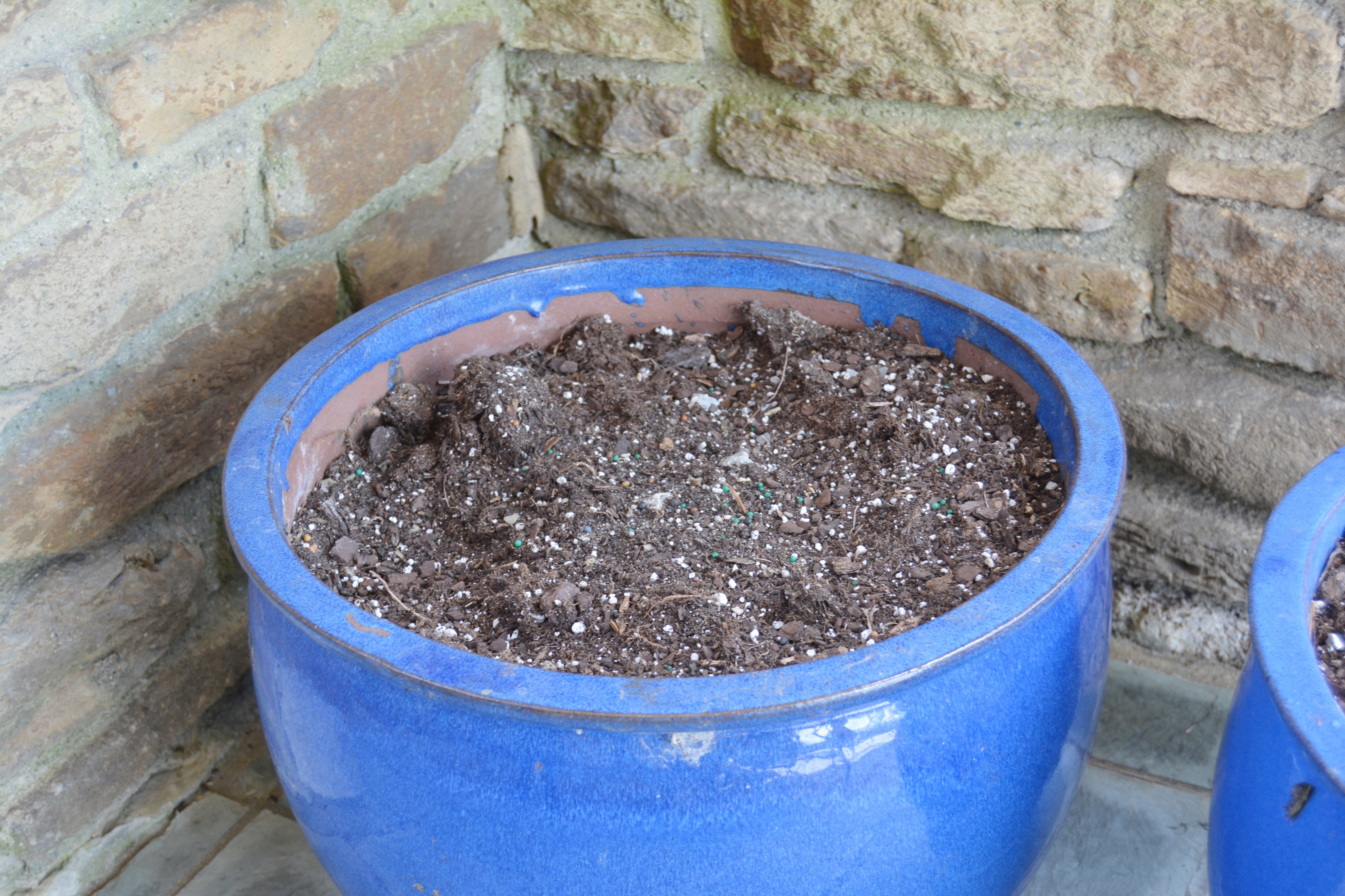 Blue Glazed Terracotta Outdoor Planter