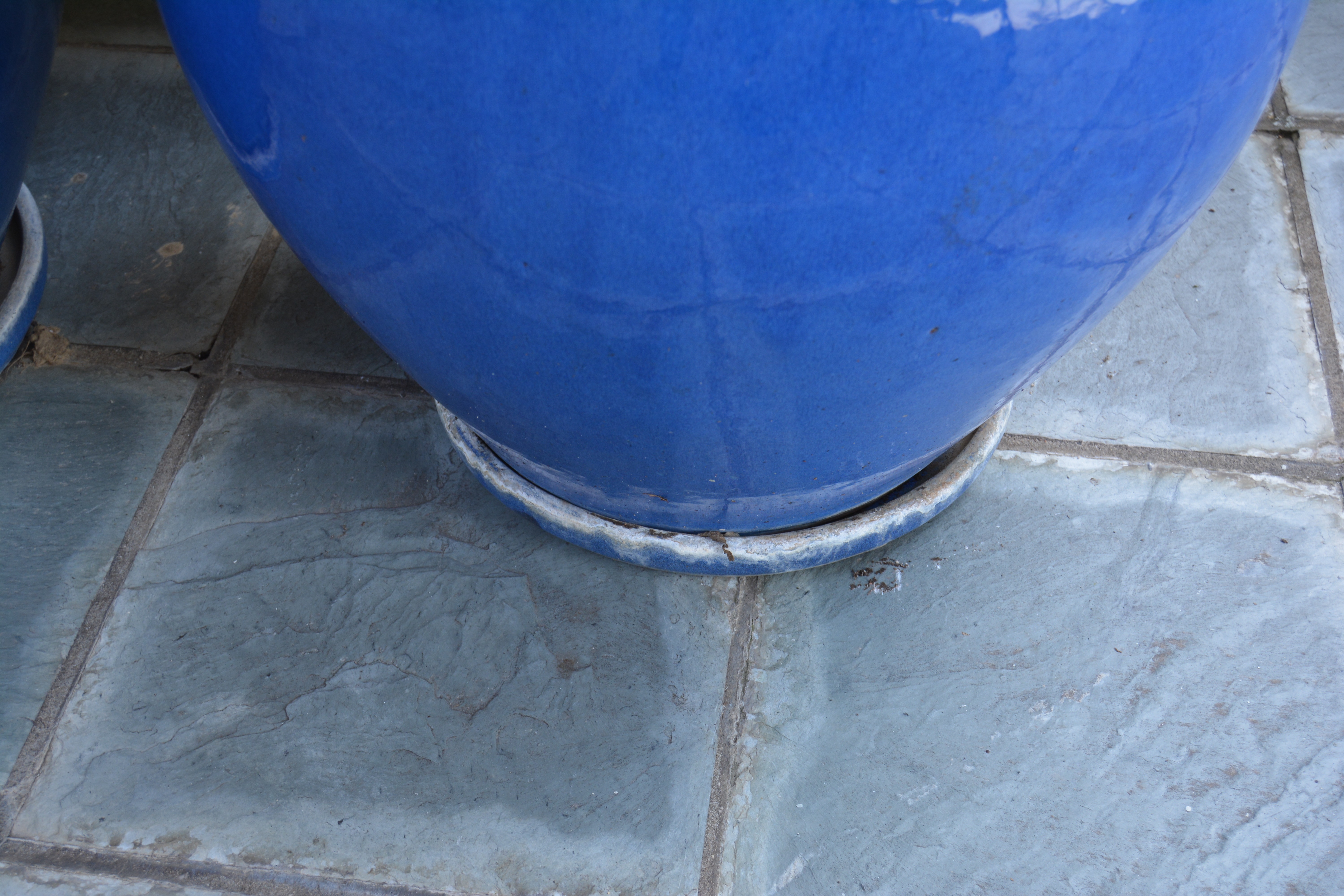 Blue Glazed Terracotta Outdoor Planter