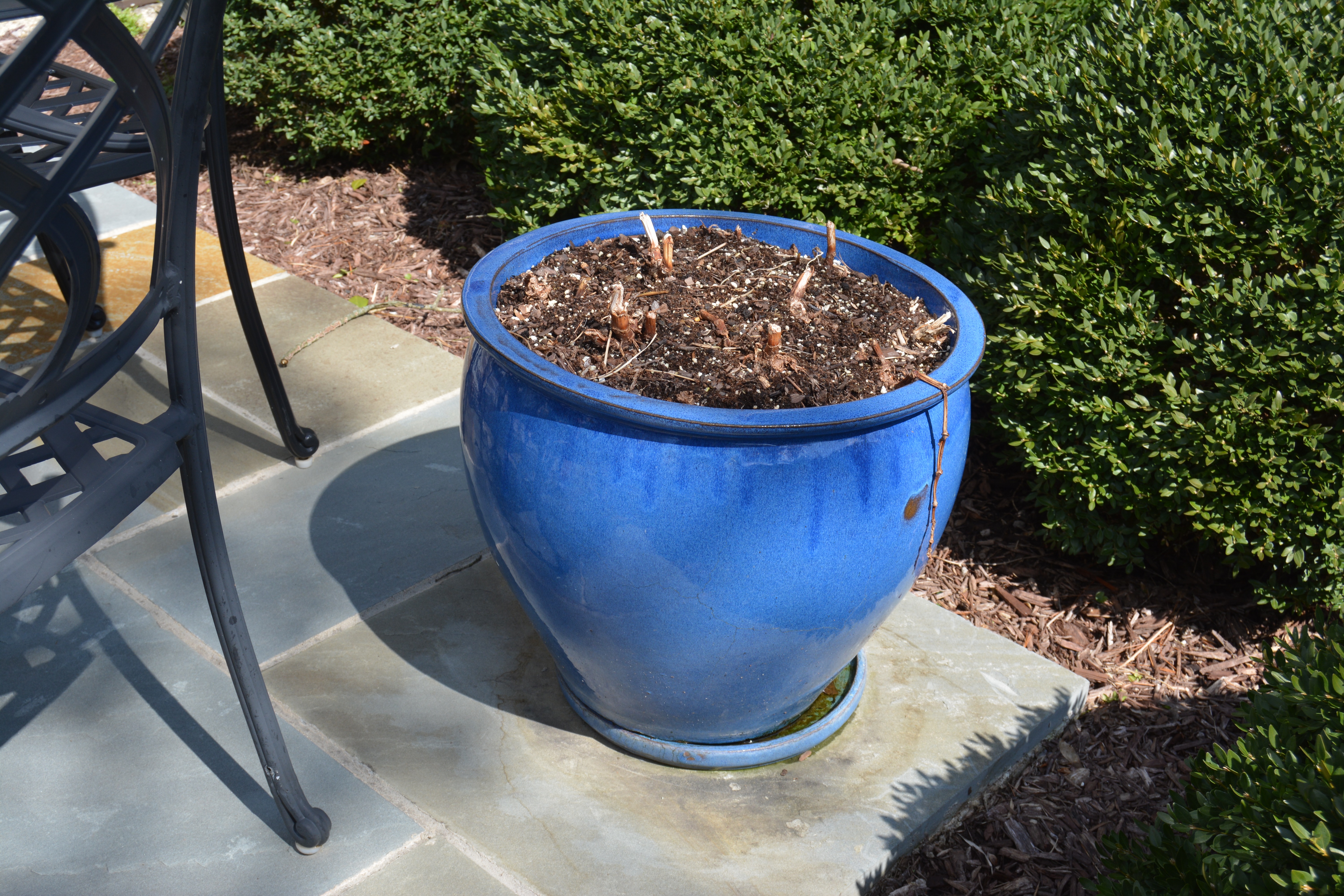 Blue Glazed Terracotta Outdoor Planter