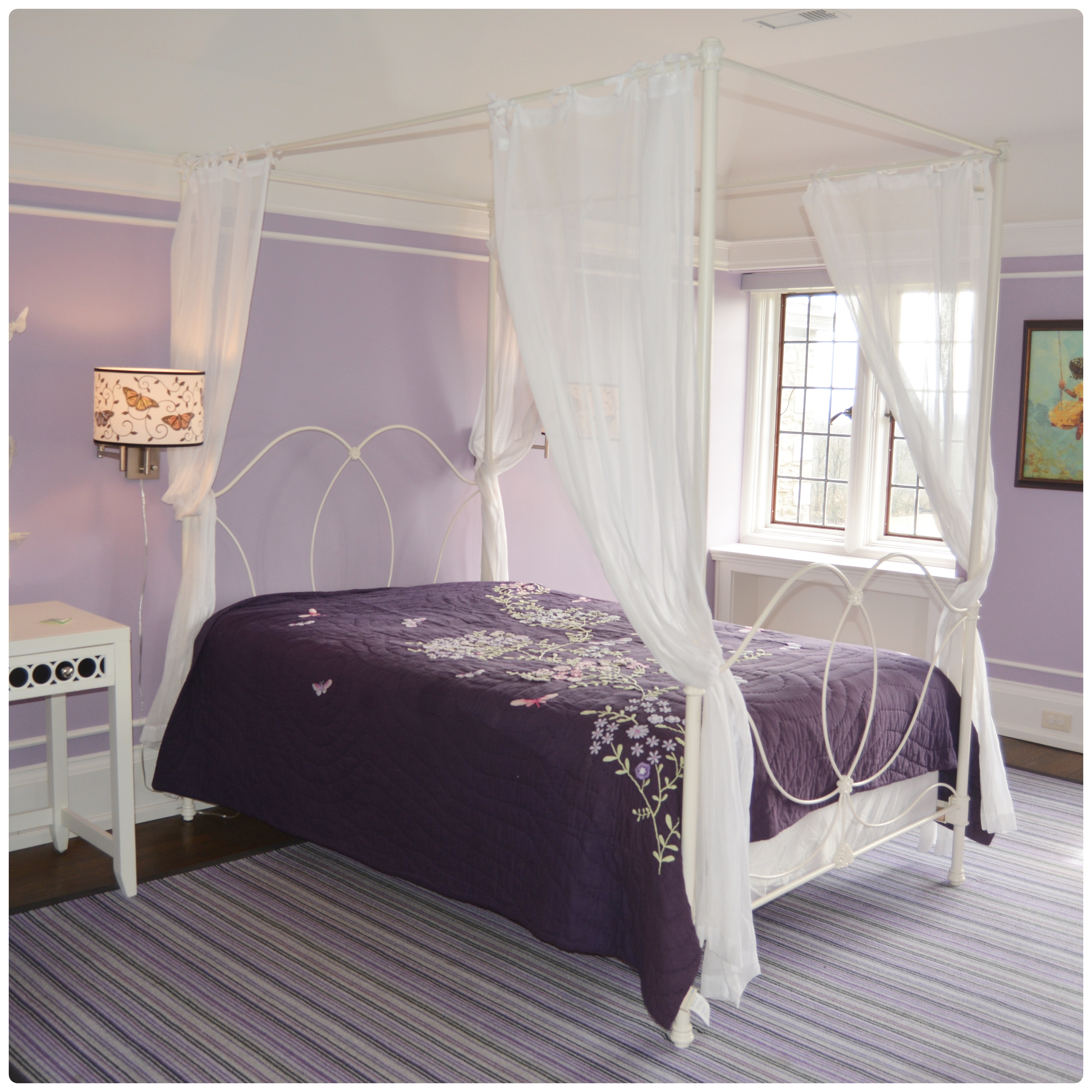 Pottery Barn Kids "Allie" Off-White Iron Canopy Full Bed with Shears