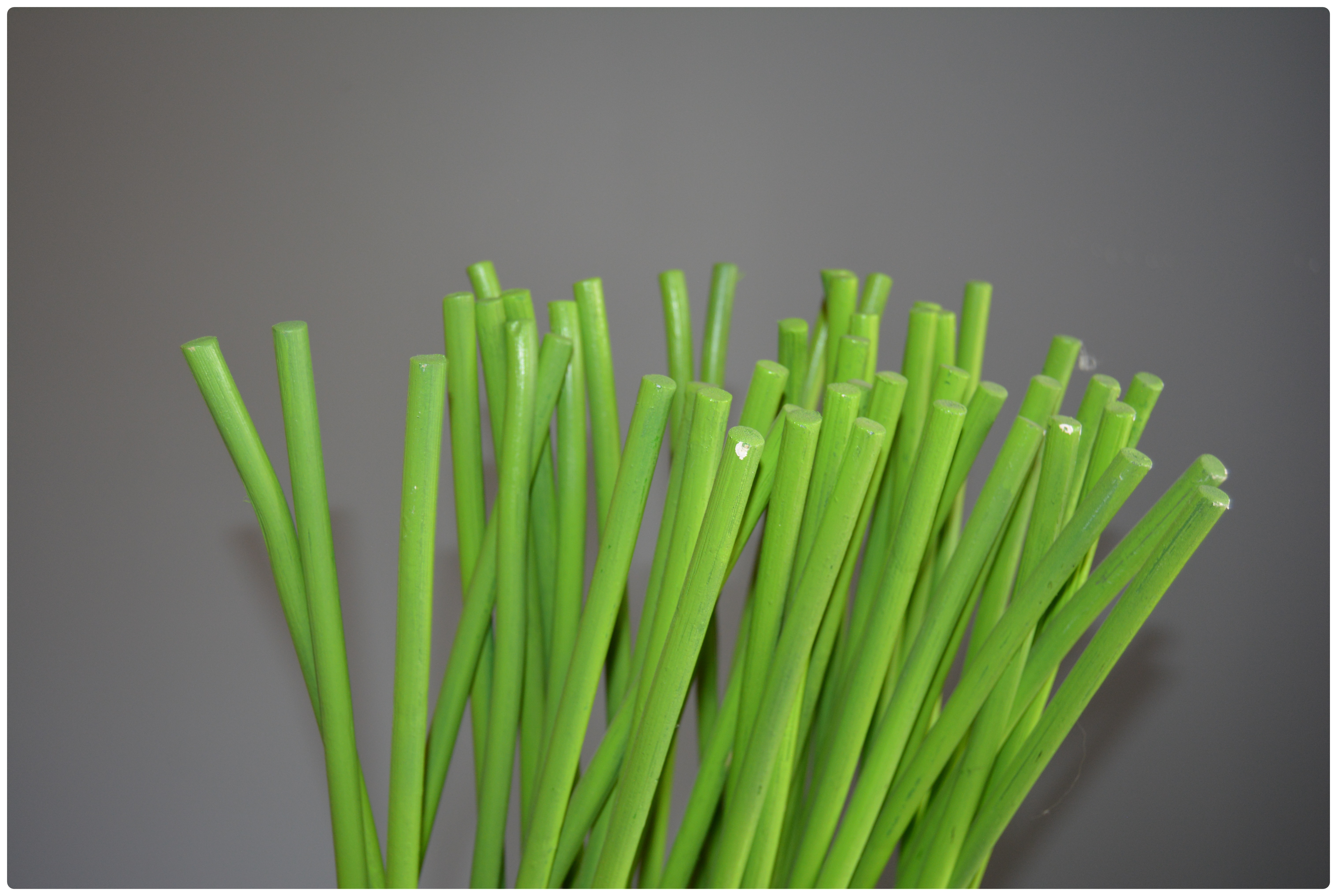 Modern Green Bent Rattan and Metal Chair, Contemporary