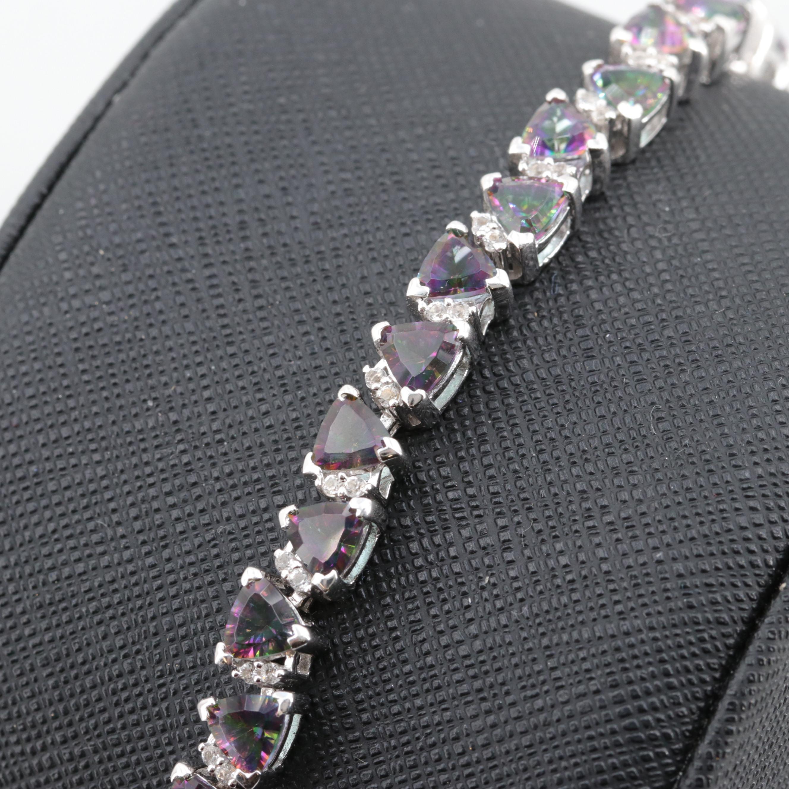 Sterling Silver Quartz and White Topaz Bracelet