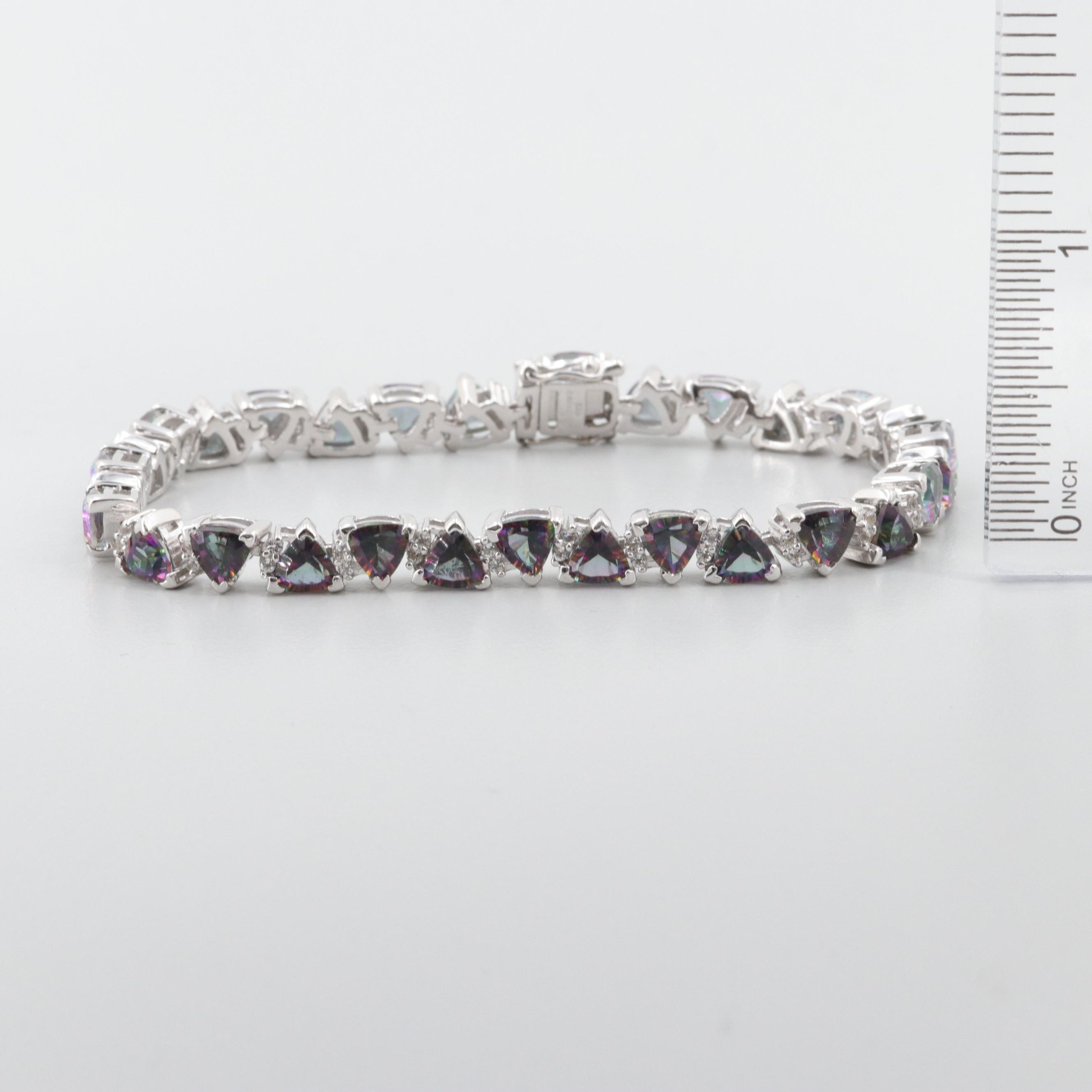 Sterling Silver Quartz and White Topaz Bracelet