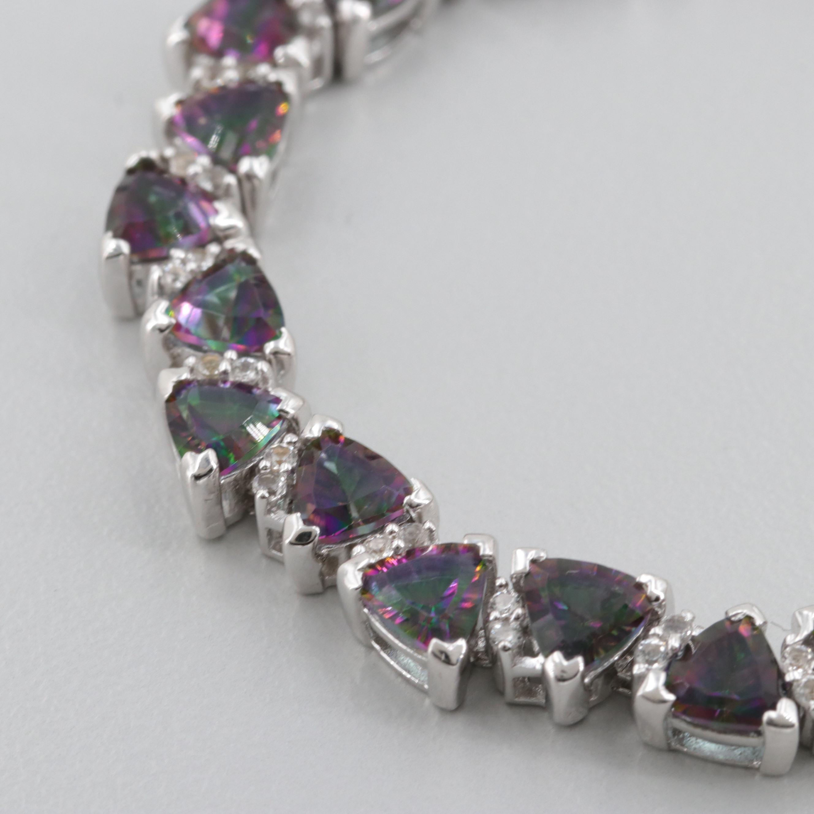 Sterling Silver Quartz and White Topaz Bracelet