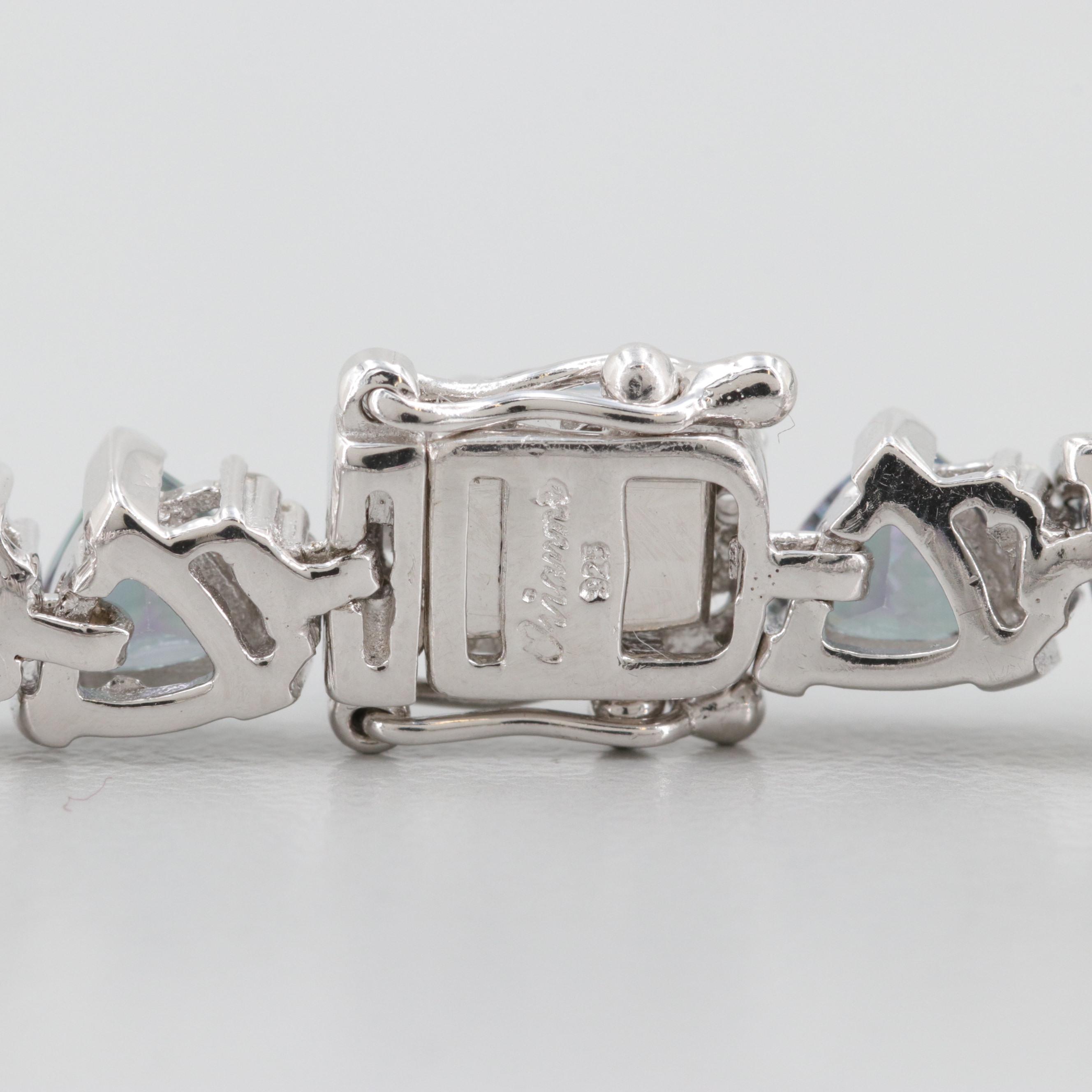 Sterling Silver Quartz and White Topaz Bracelet