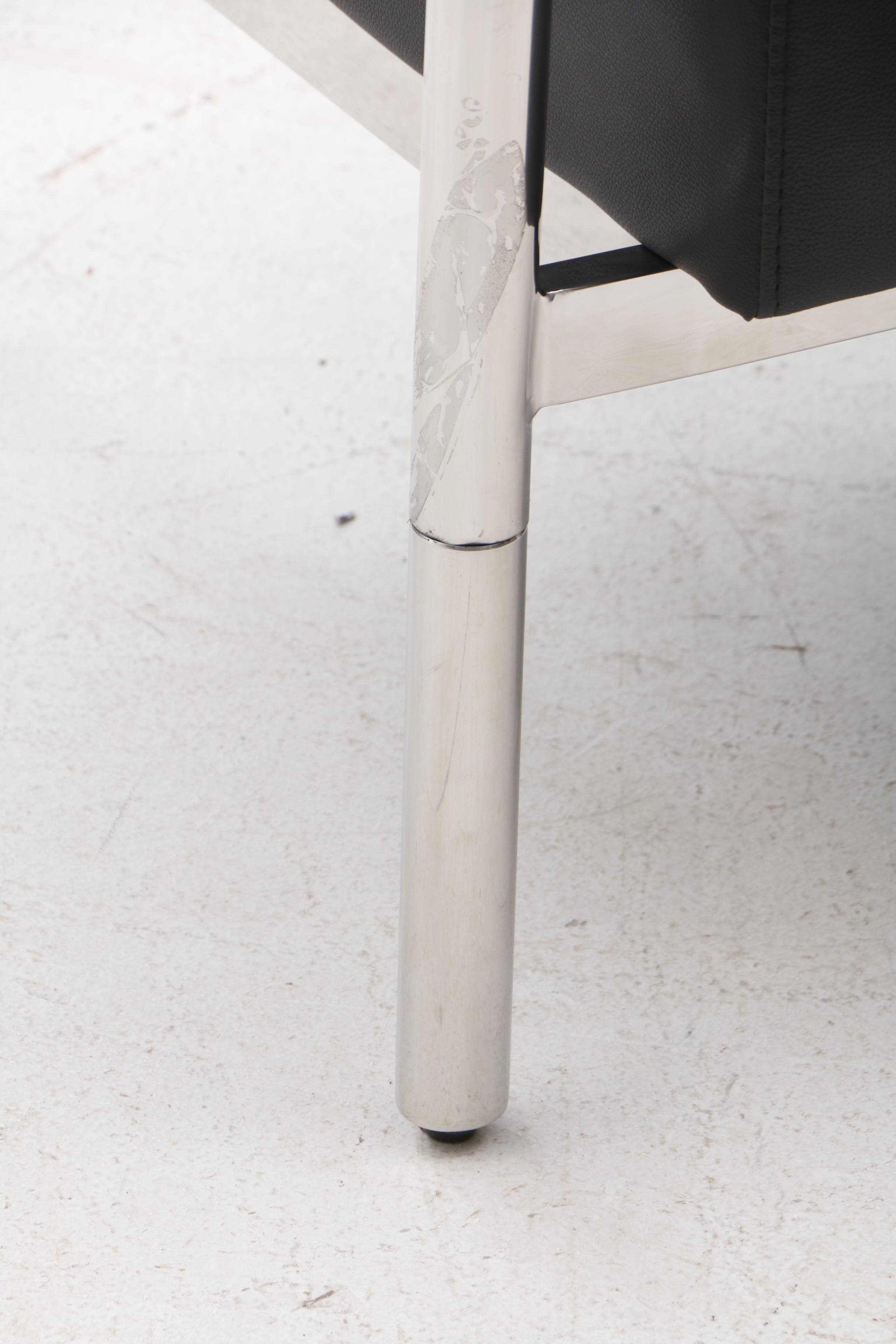 Modernist Leather and Chrome Armchair, Contemporary