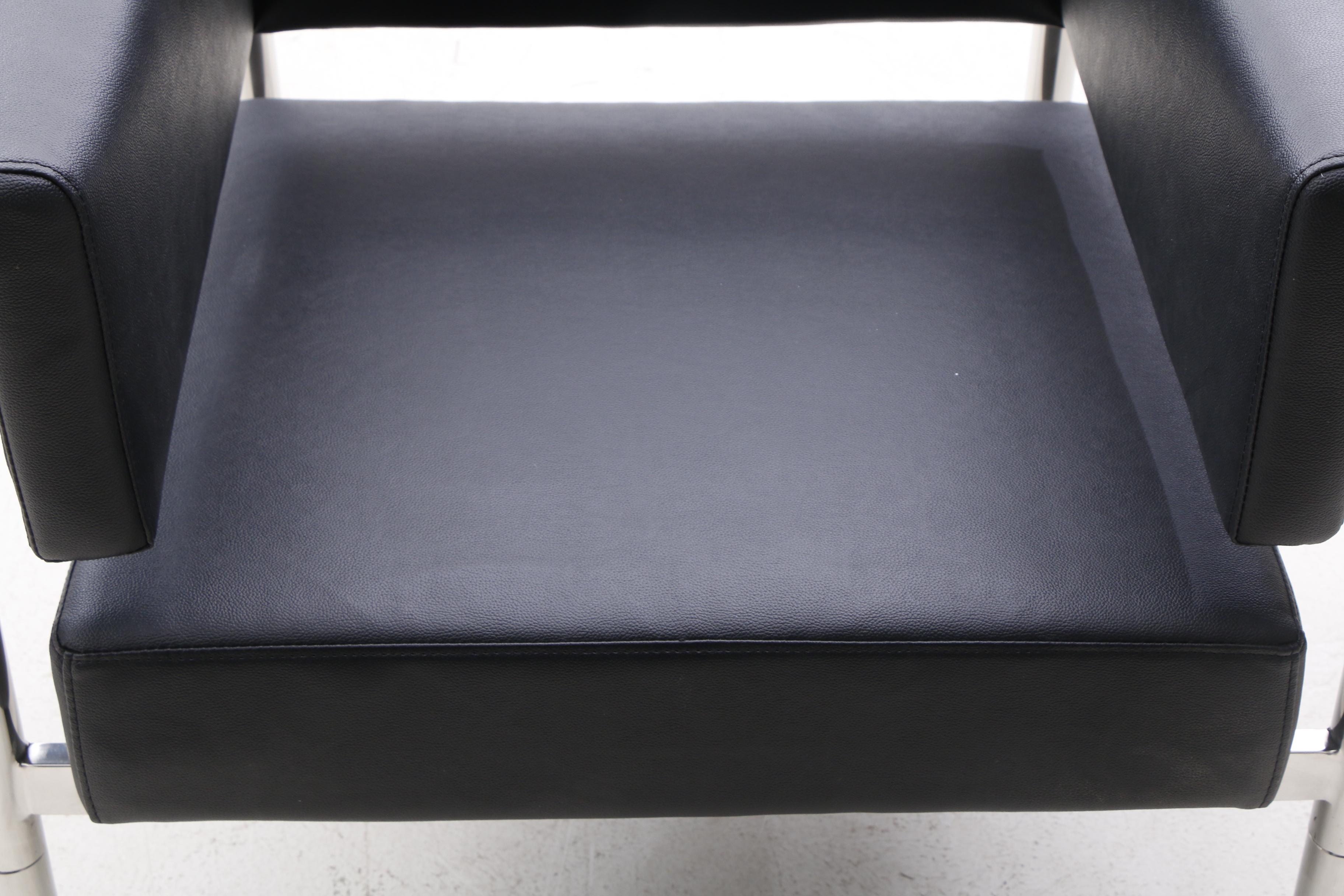 Modernist Leather and Chrome Armchair, Contemporary