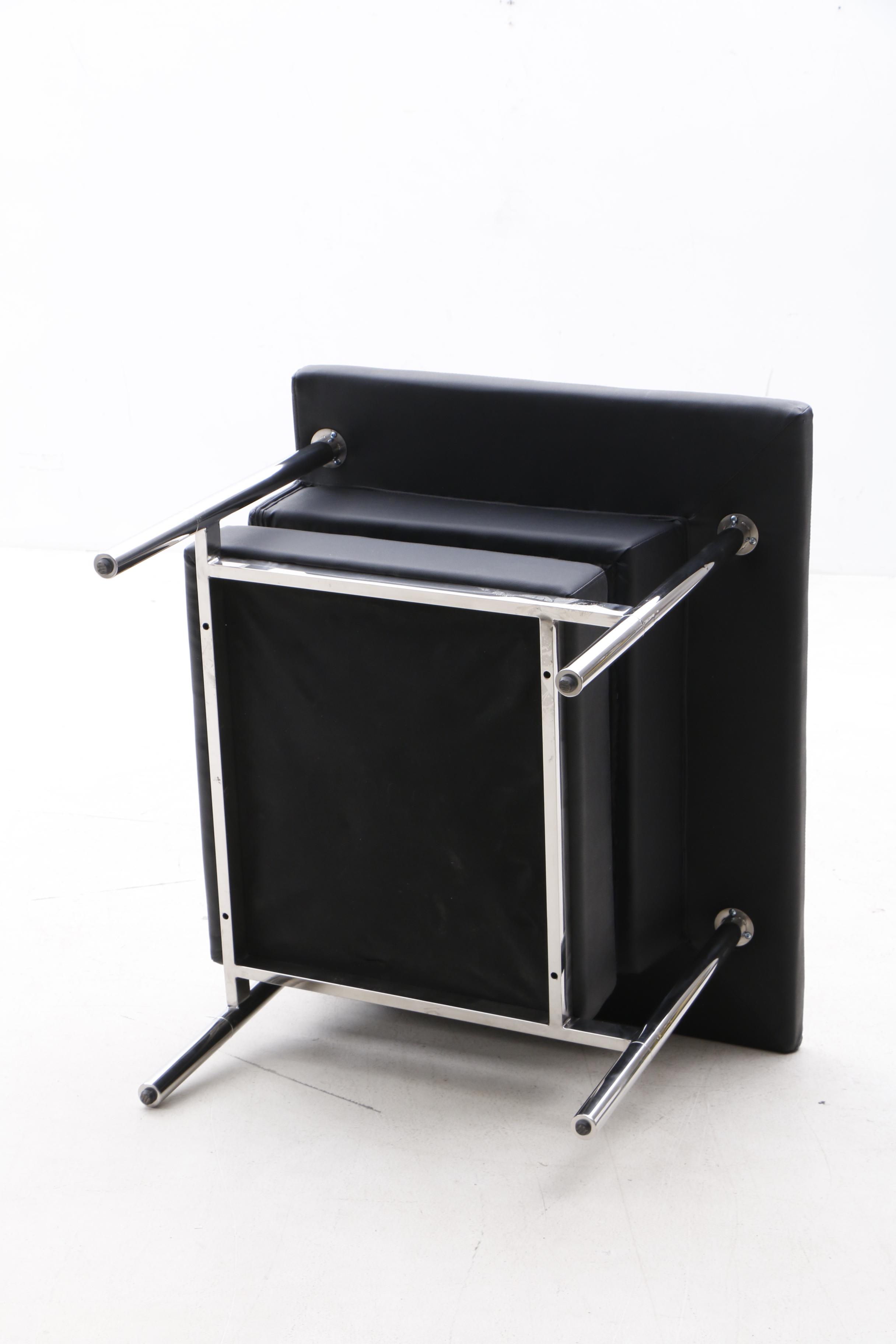 Modernist Leather and Chrome Armchair, Contemporary