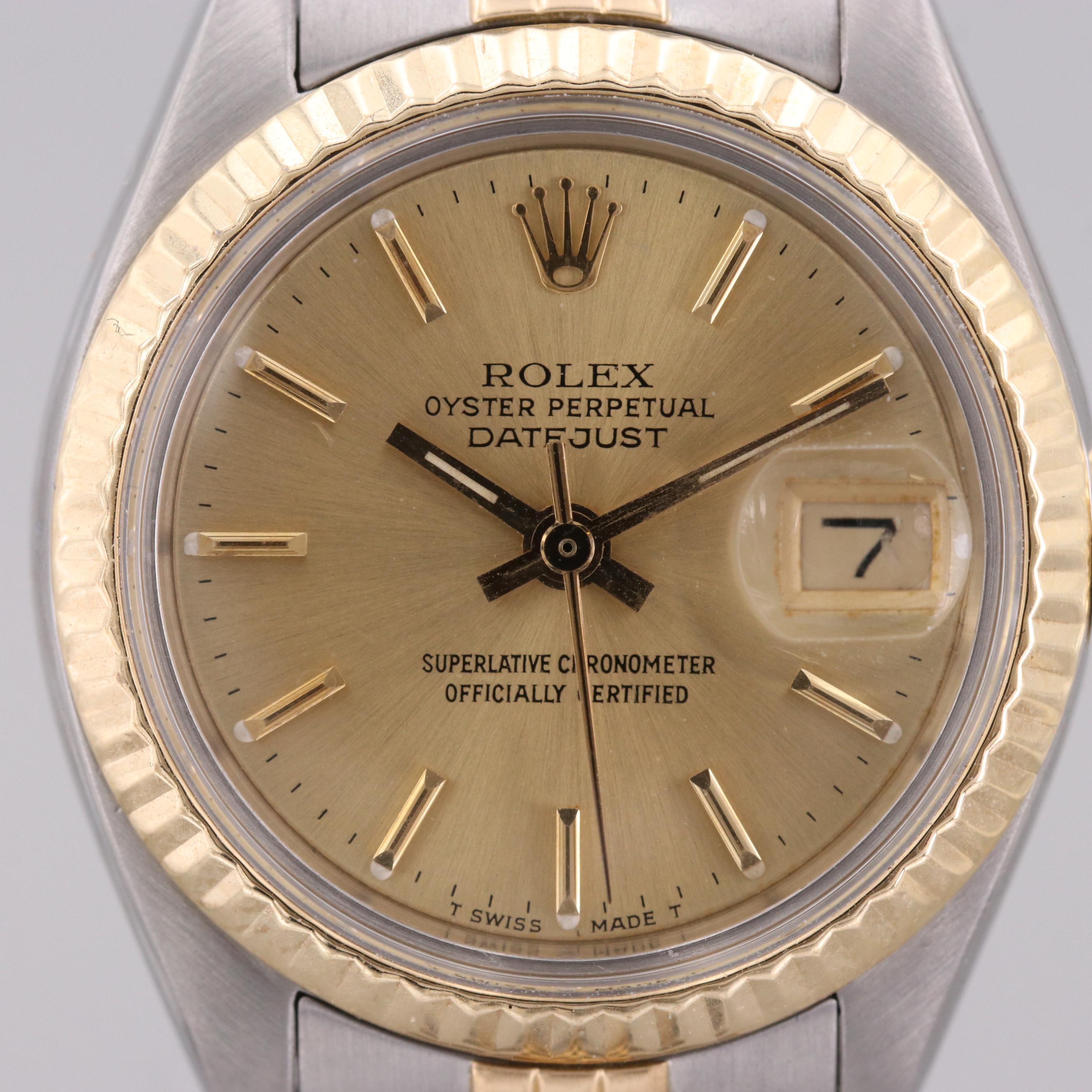 Rolex Datejust Stainless Steel and 18K Yellow Gold Watch, 1978