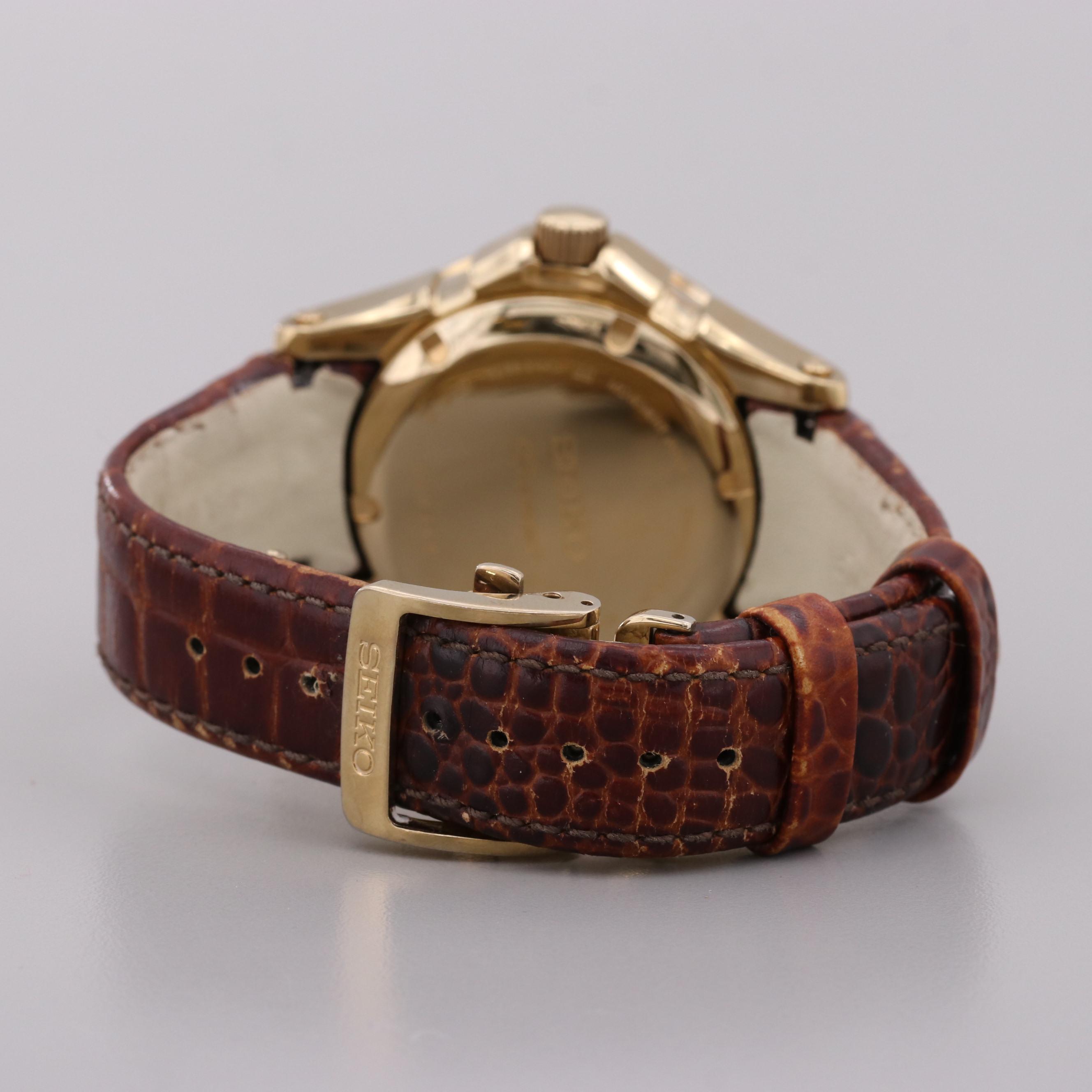 Seiko Premier Kinetic Direct Drive Stainless Steel Watch With Moon Phase