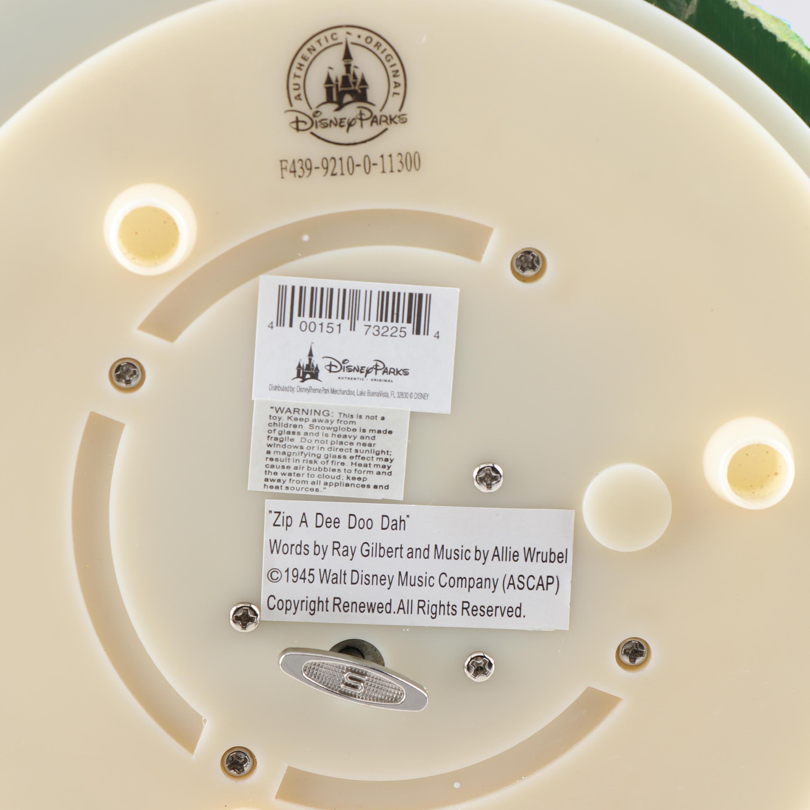 Disney Parks "Zip A Dee Doo Dah" Musical Snow Globe