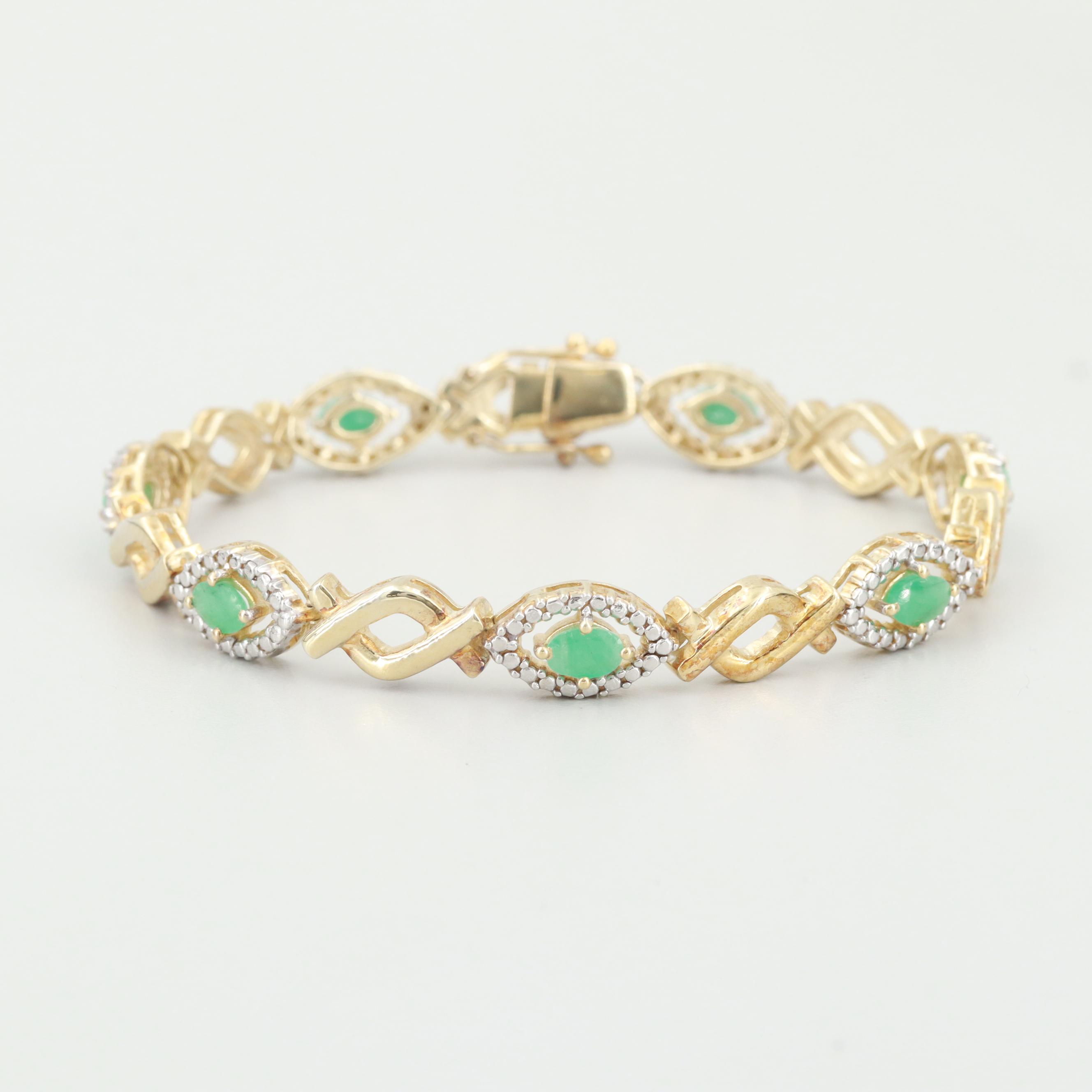 Gold Wash on Sterling Silver Emerald Tennis Bracelet