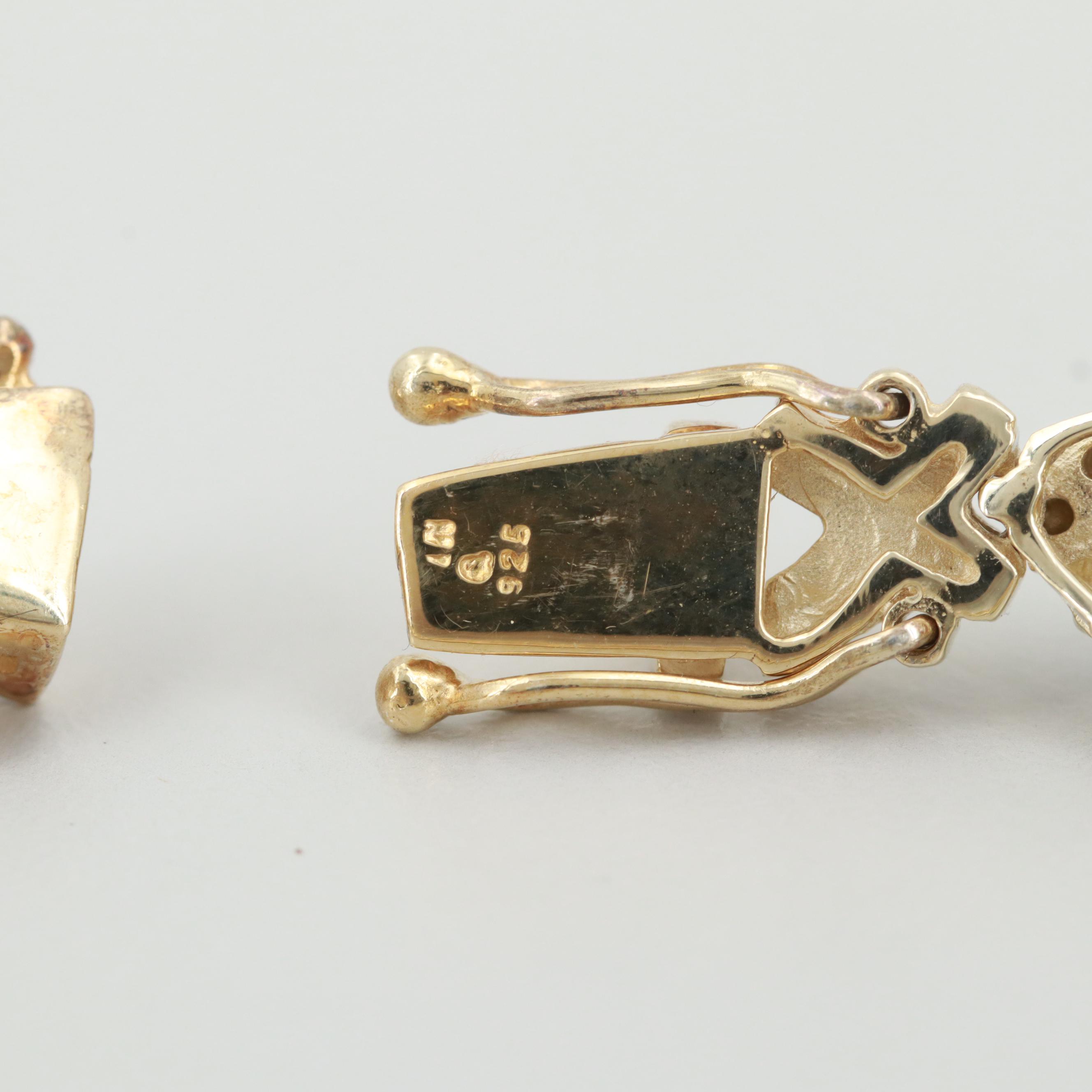 Gold Wash on Sterling Silver Emerald Tennis Bracelet