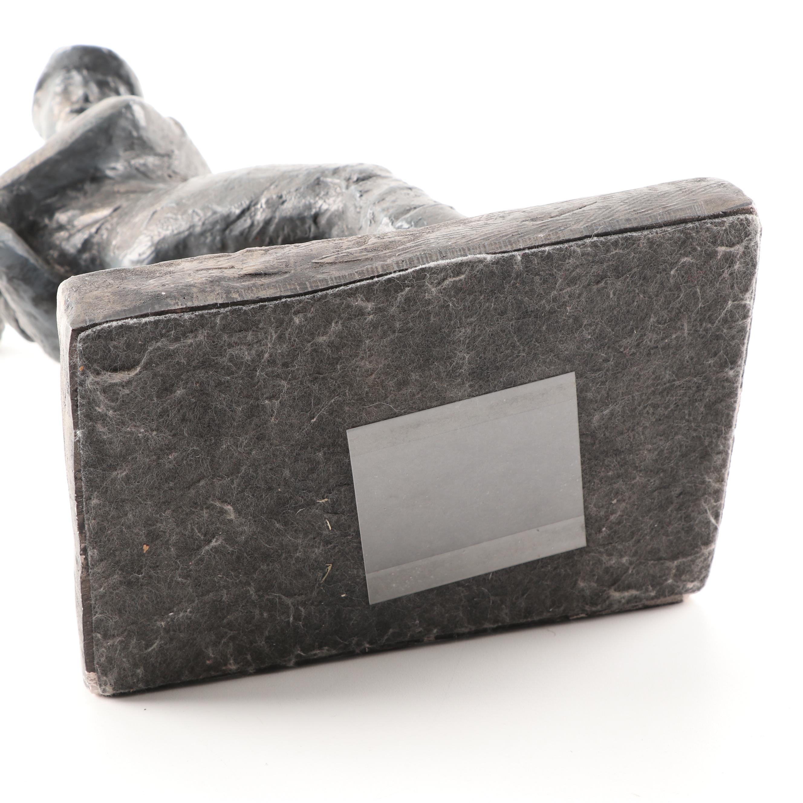 Austin Productions Bronze Tone Resin Baseball Player Sculpture, 1972