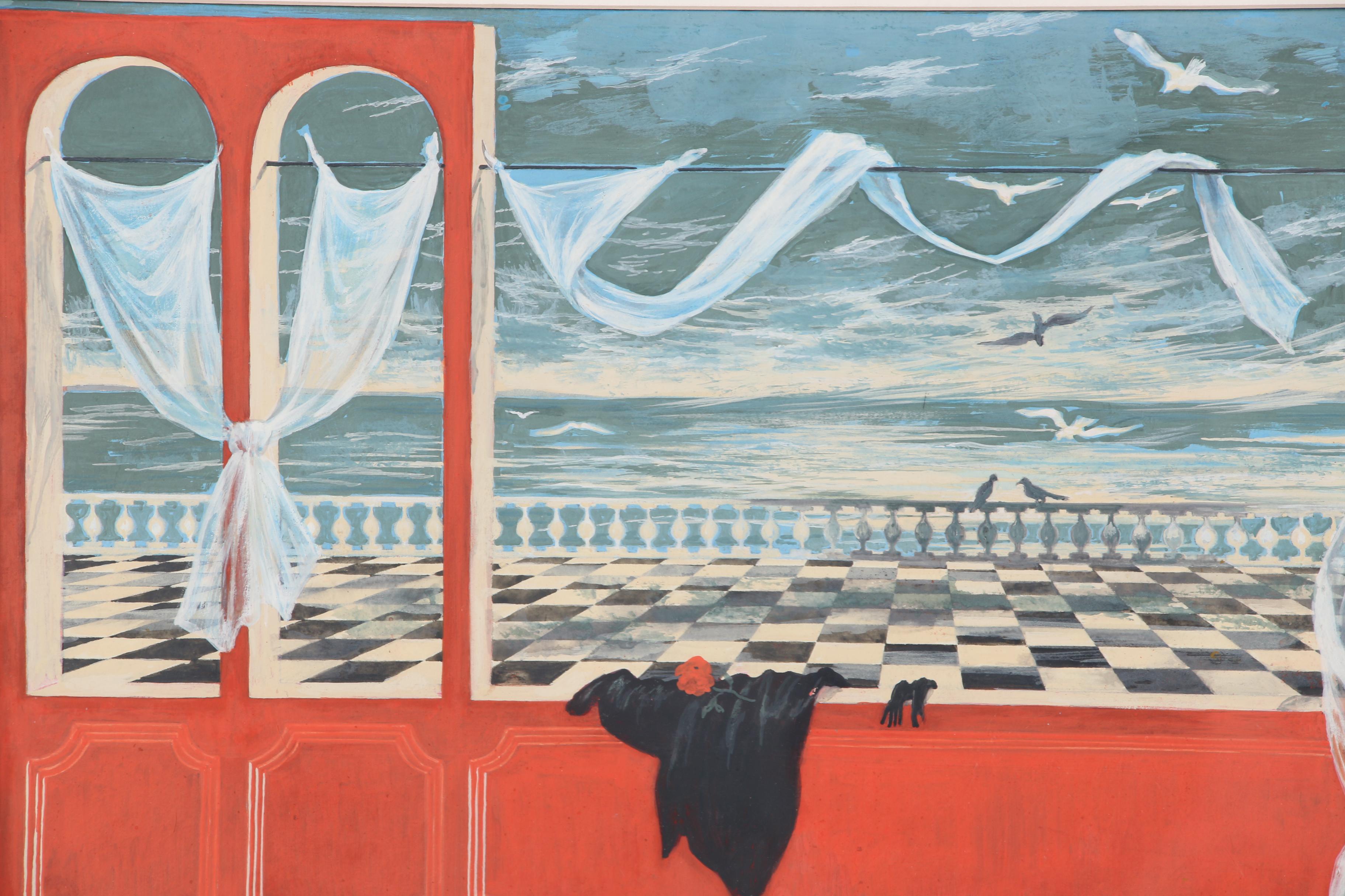 Edward Laning Mid 20th Century Gouache Painting