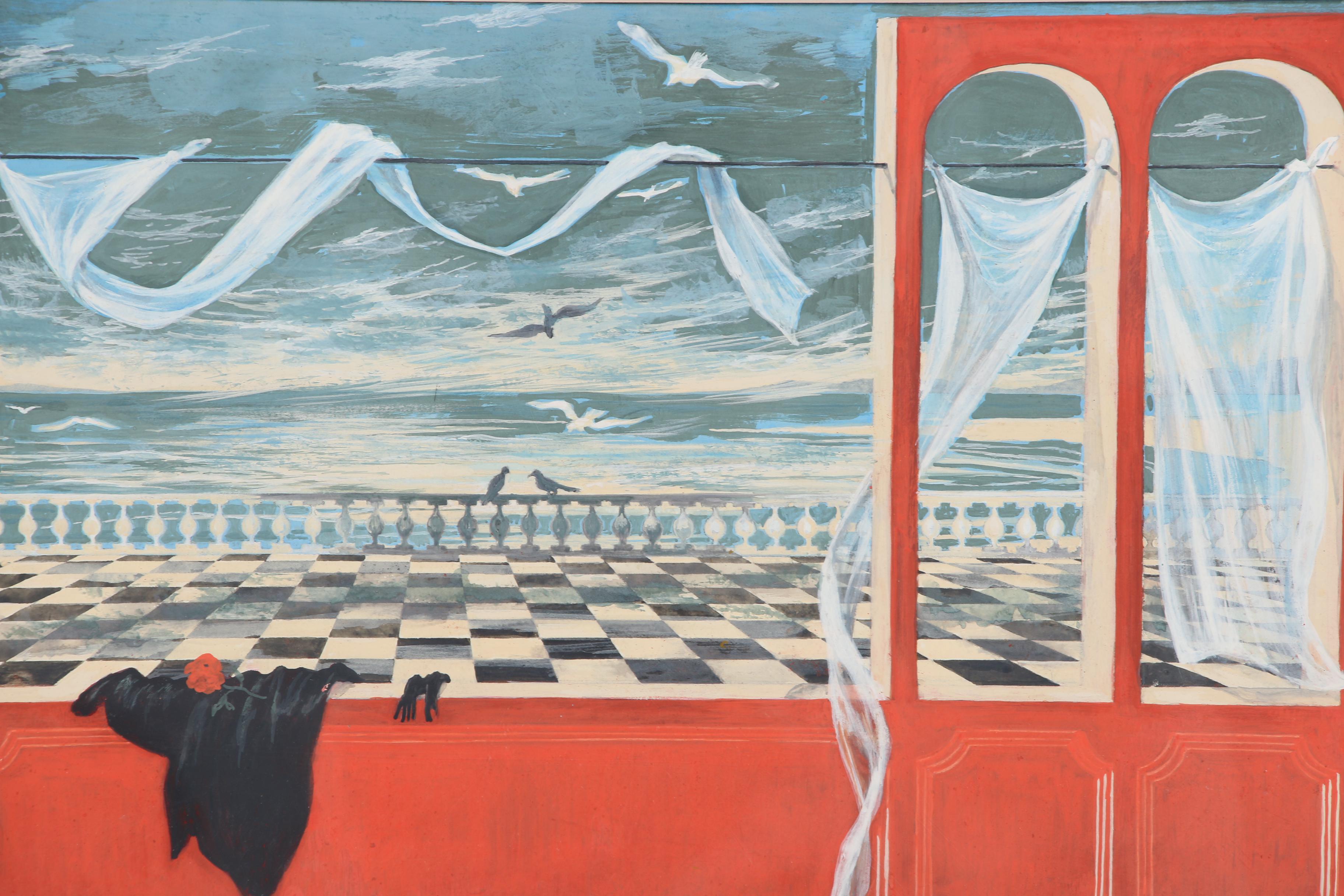 Edward Laning Mid 20th Century Gouache Painting