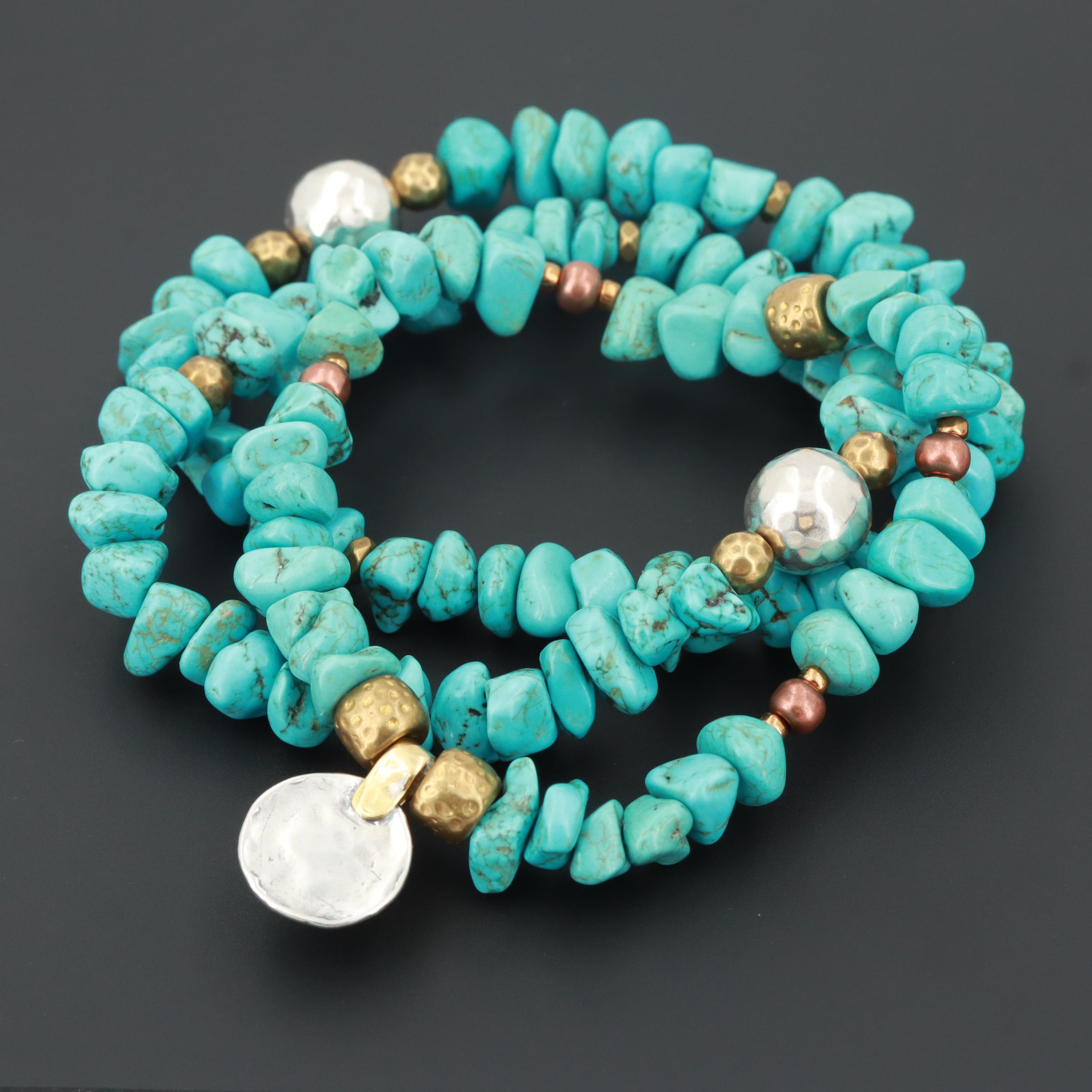 Magnesite Nugget Bracelets with Sterling Silver Accents Featuring Silpada