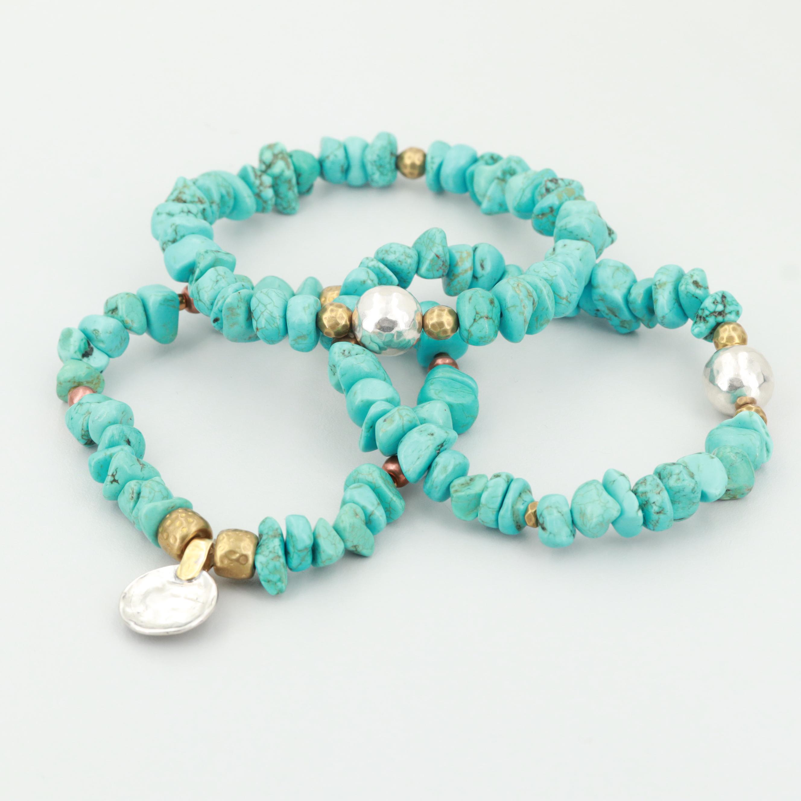 Magnesite Nugget Bracelets with Sterling Silver Accents Featuring Silpada