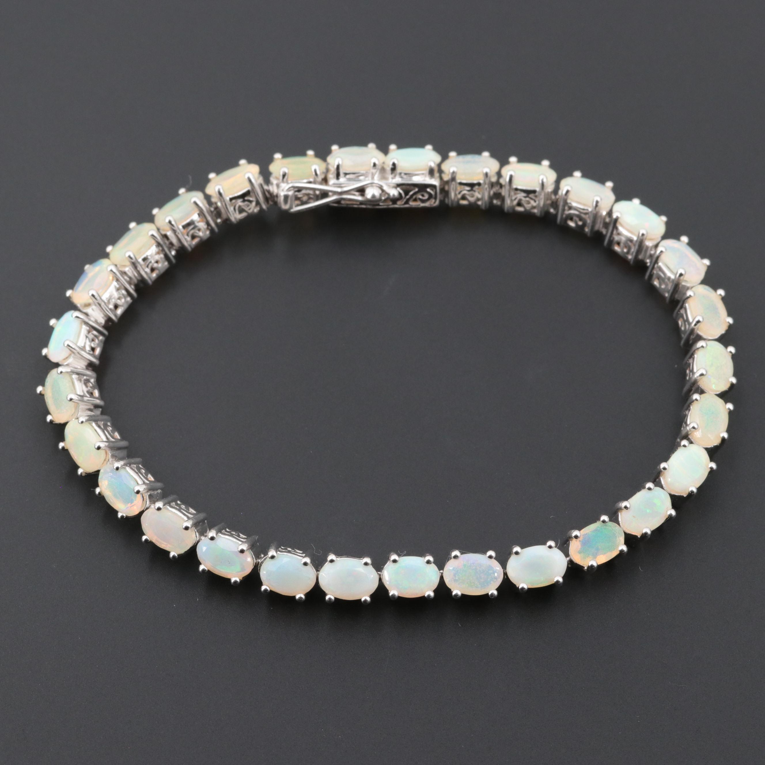 Sterling Silver Opal Tennis Bracelet