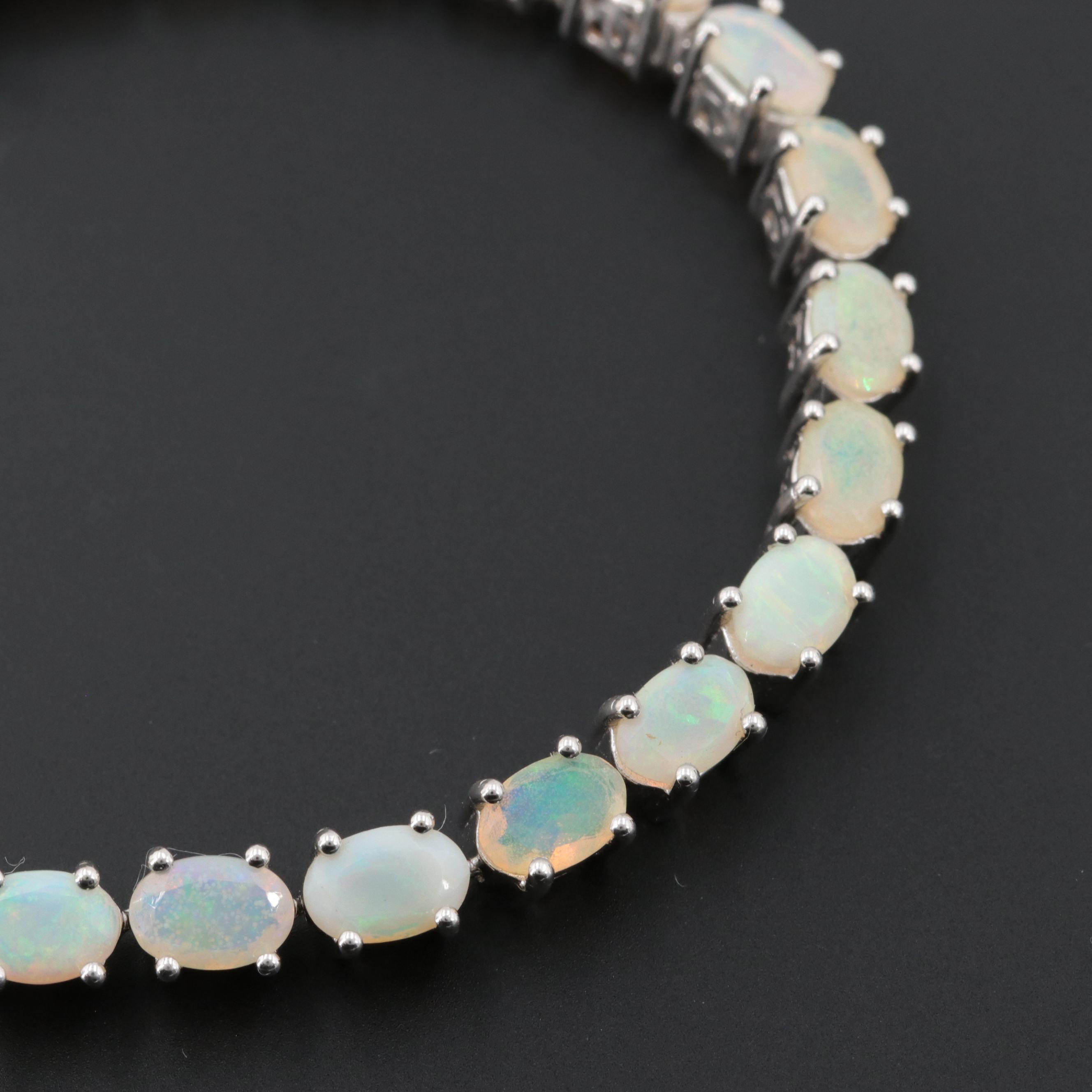 Sterling Silver Opal Tennis Bracelet